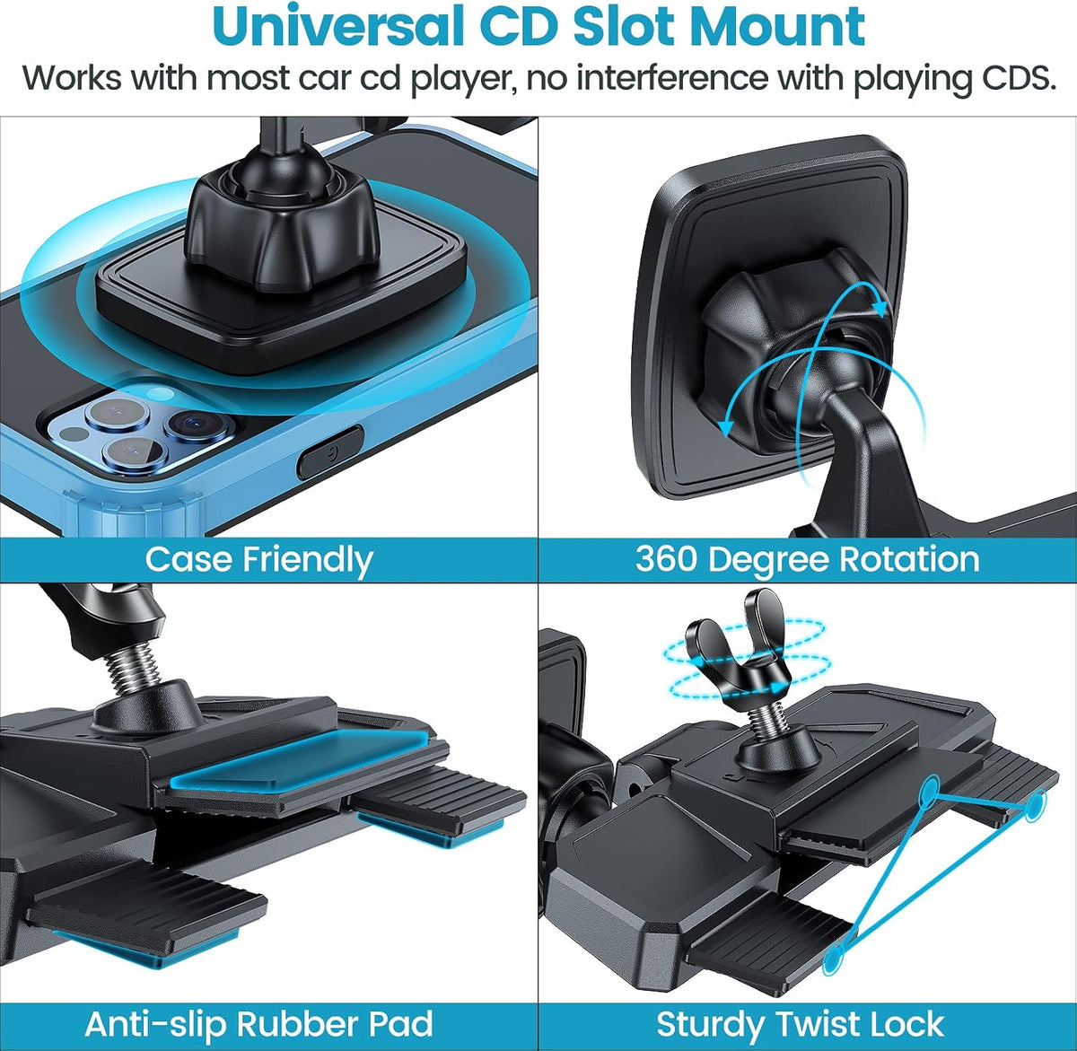 APPS2Car Magnetic CD Phone Holder for Car, Anti-Shake Magnet CD Slot Mount
