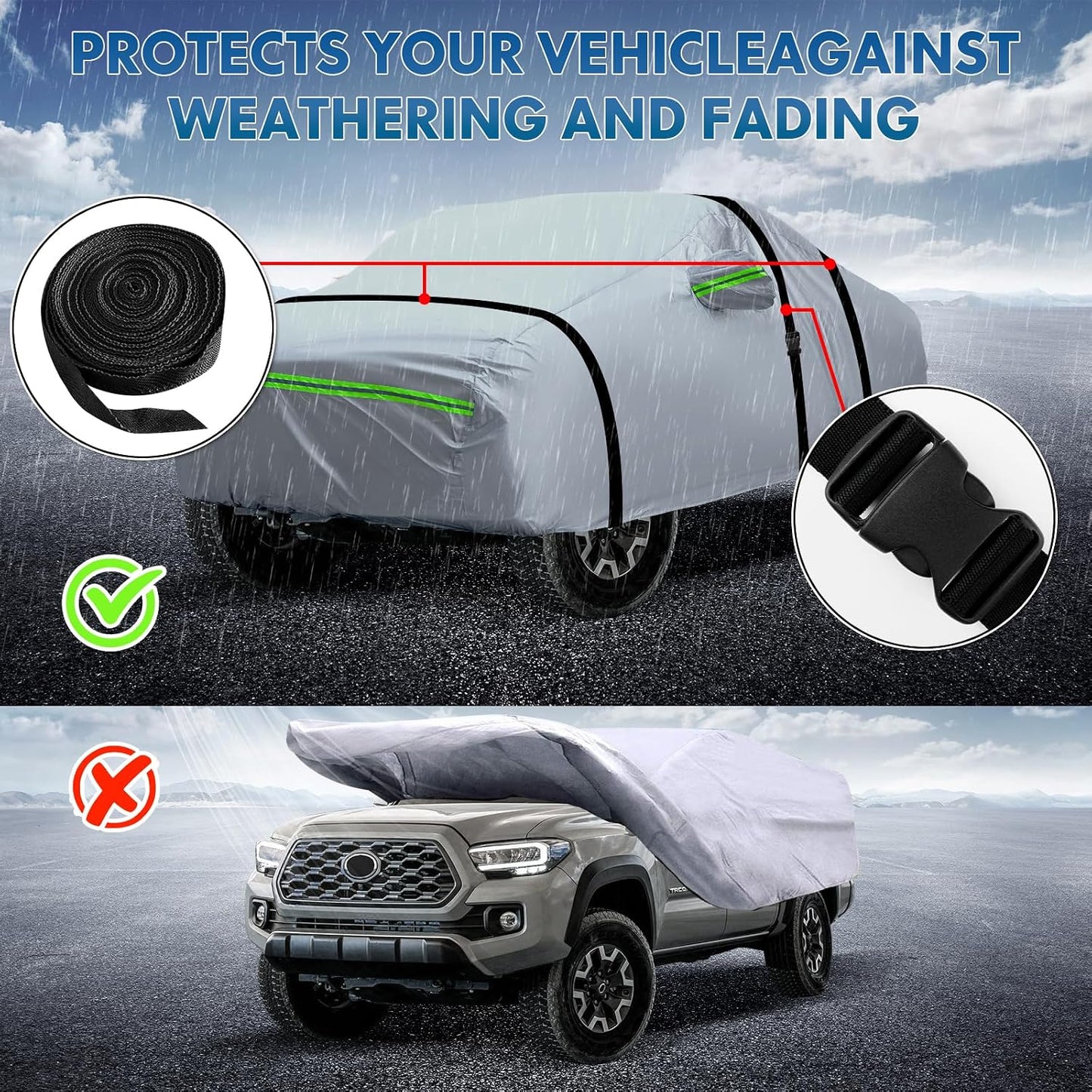 6-layer Full Car Cover Is All-weather Waterproof, Universal In All Seasons, Snow Prevention, Rainproof, Acid Rainproof, Sunscreen, Ultraviolet-proof, Universally Applicable To Sedan (188"-198")
