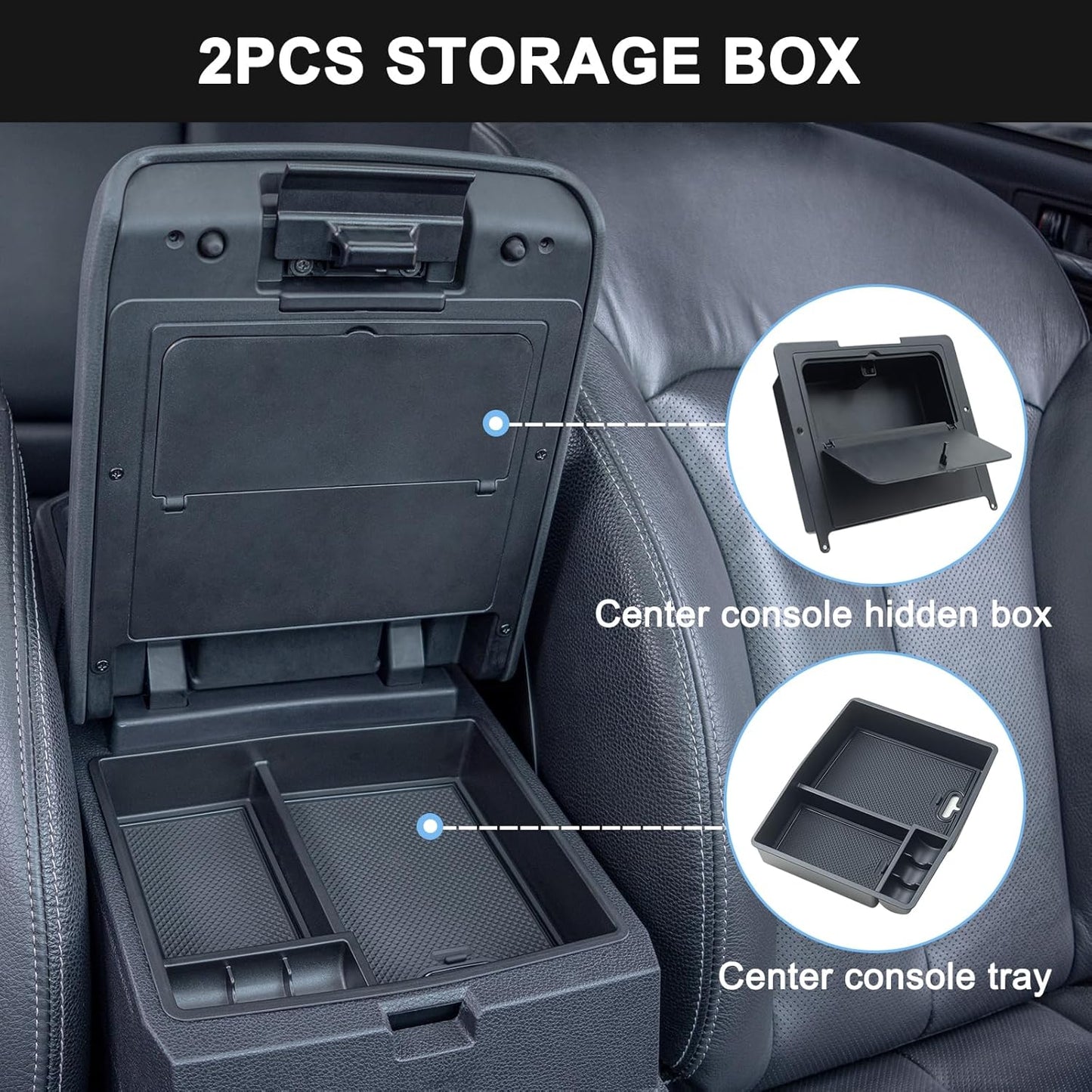 JKCOVER 2PCS Center Console Hidden Box Organizer Tray Compatible with 2024 2025 2026 Toyota Tacoma Accessories Armrest Secret Compartment And Armrest Tray Organizer