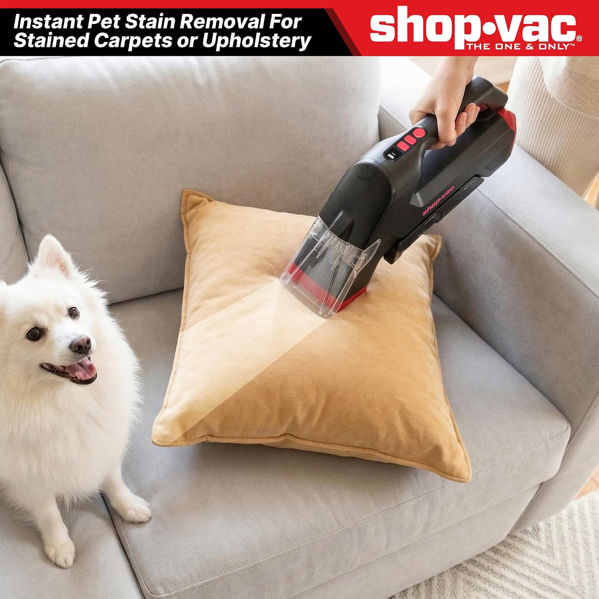 Shop-Vac 3-in-1 Cordless Spot Cleaner, Handheld Upholstery Cleaner with Spray, Rolling Brush and 5.5kPa Suction, 2 Water Tanks, USB-C Rechargeable