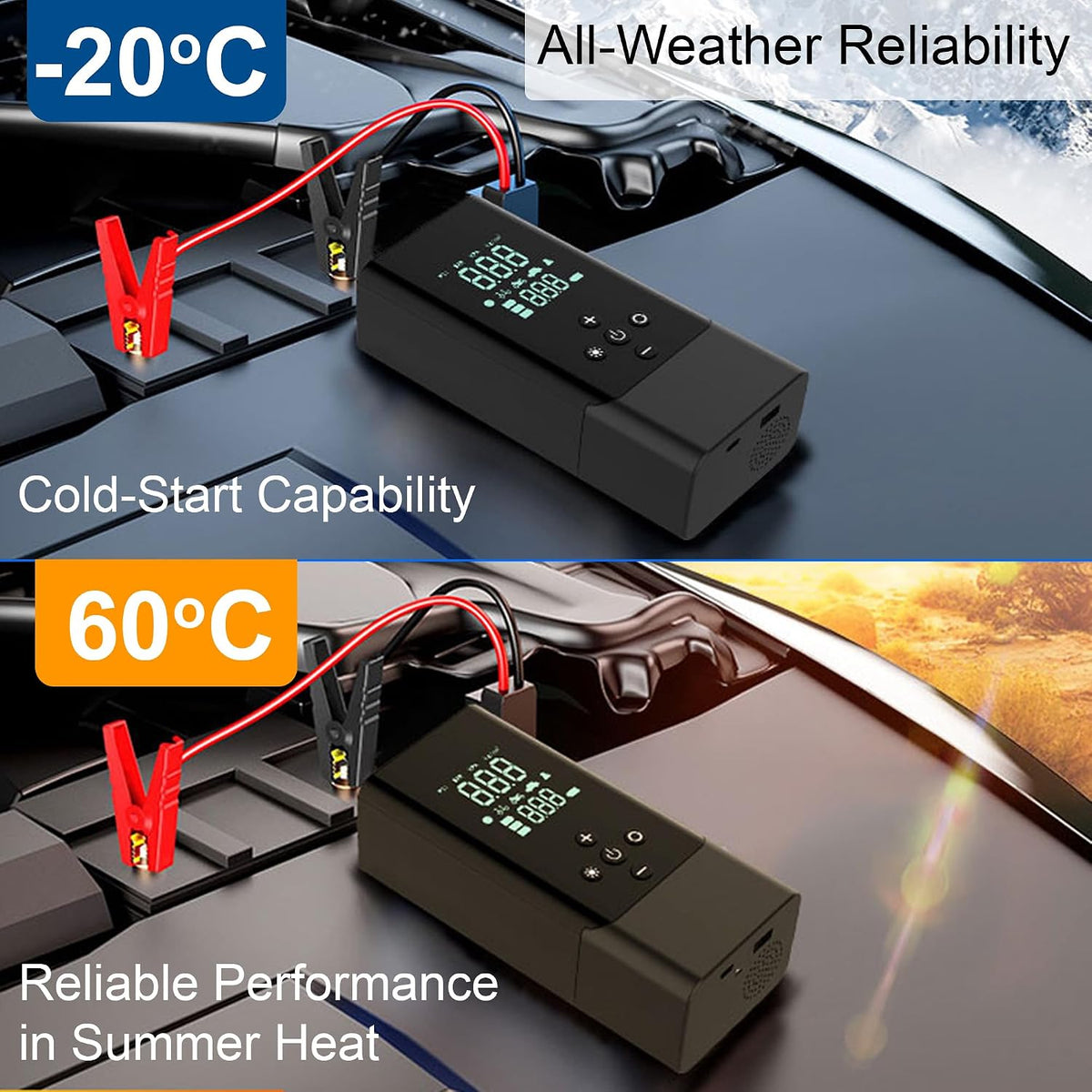Jump Starter with Air Compressor 1000A Car Battery Jumper Starter Portable