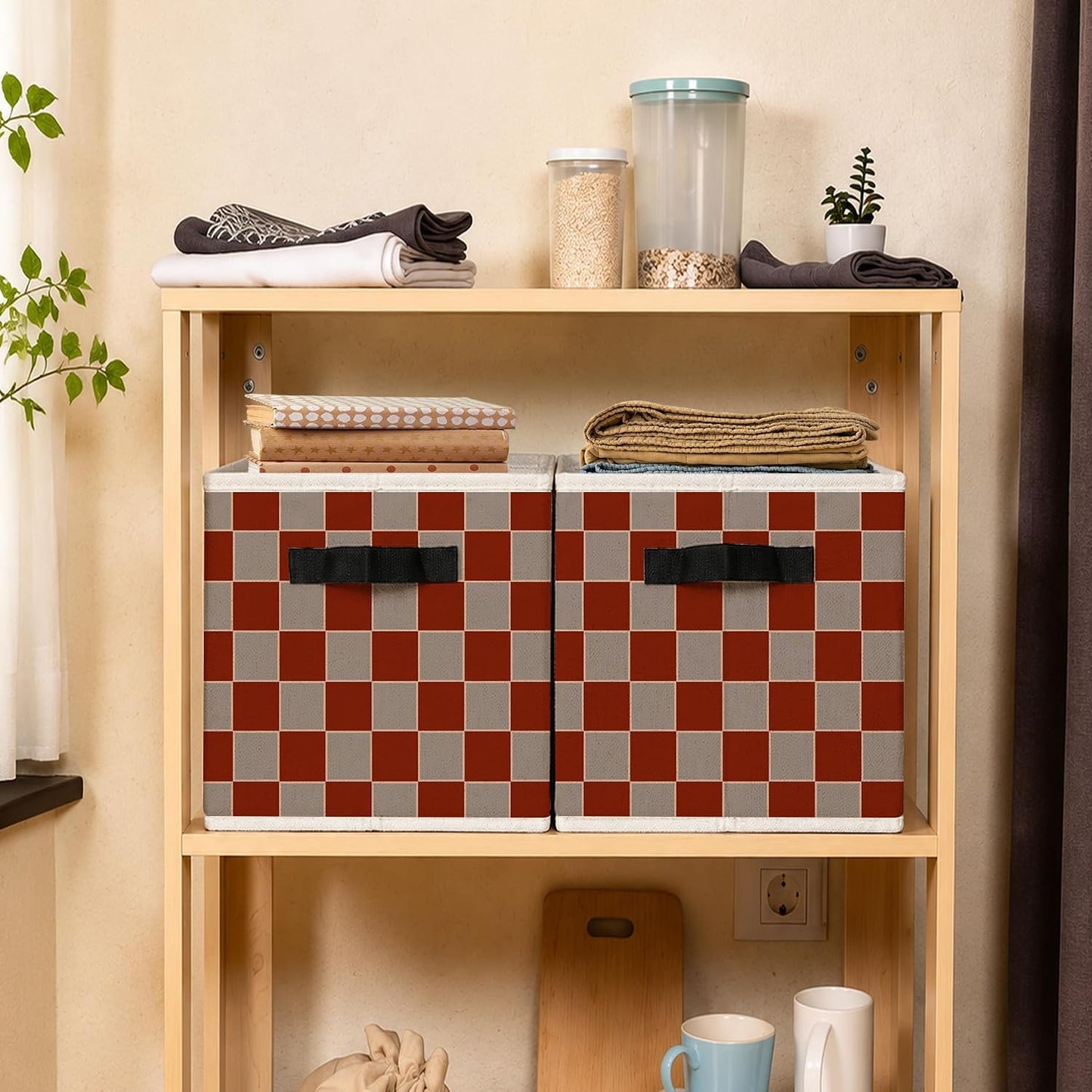 Vintage Race Car Boy Nursery Storage Bins with Handles | Start Your Engines Vehicle Red Checkered Foldable Collapsible Storage Basket Organizer for Kids Nursery Bedroom Books Clothes