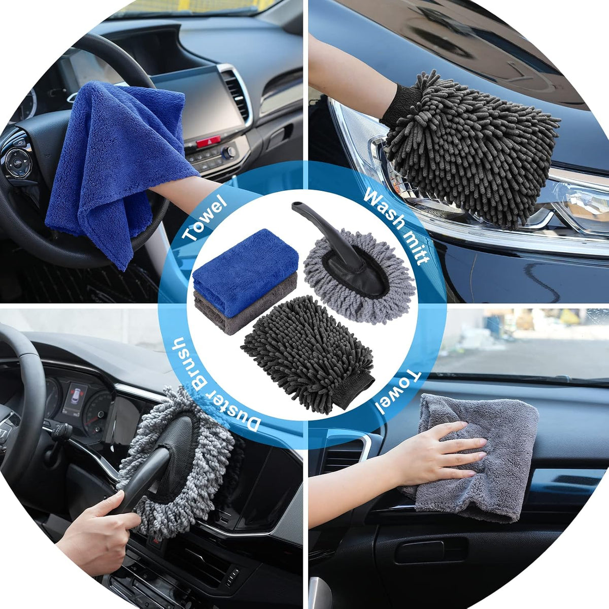 41Pcs Car Cleaning Kit, Interior Detailing Kit with High Power Handheld Vacuum, Detailing Brush Set, Windshield Tool, Snow Shovel, Black Complete Auto Accessories for Women, Men