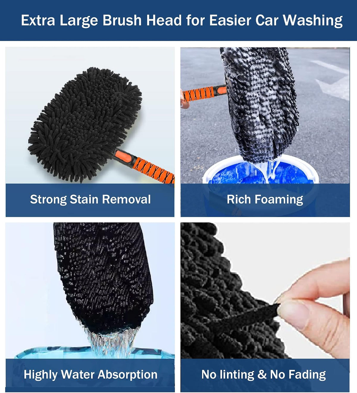 YeewayVeh Car Wash Brush Replacement Cover, Microfiber Mop, Orange