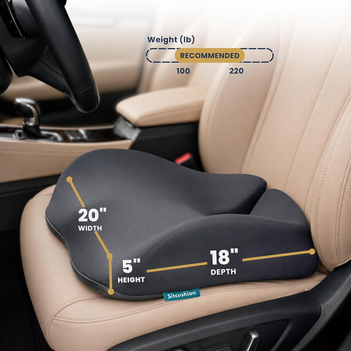 Driver Seat Cushion for Car, Tailbone Pain Relief Car Pillow and Seat Pad