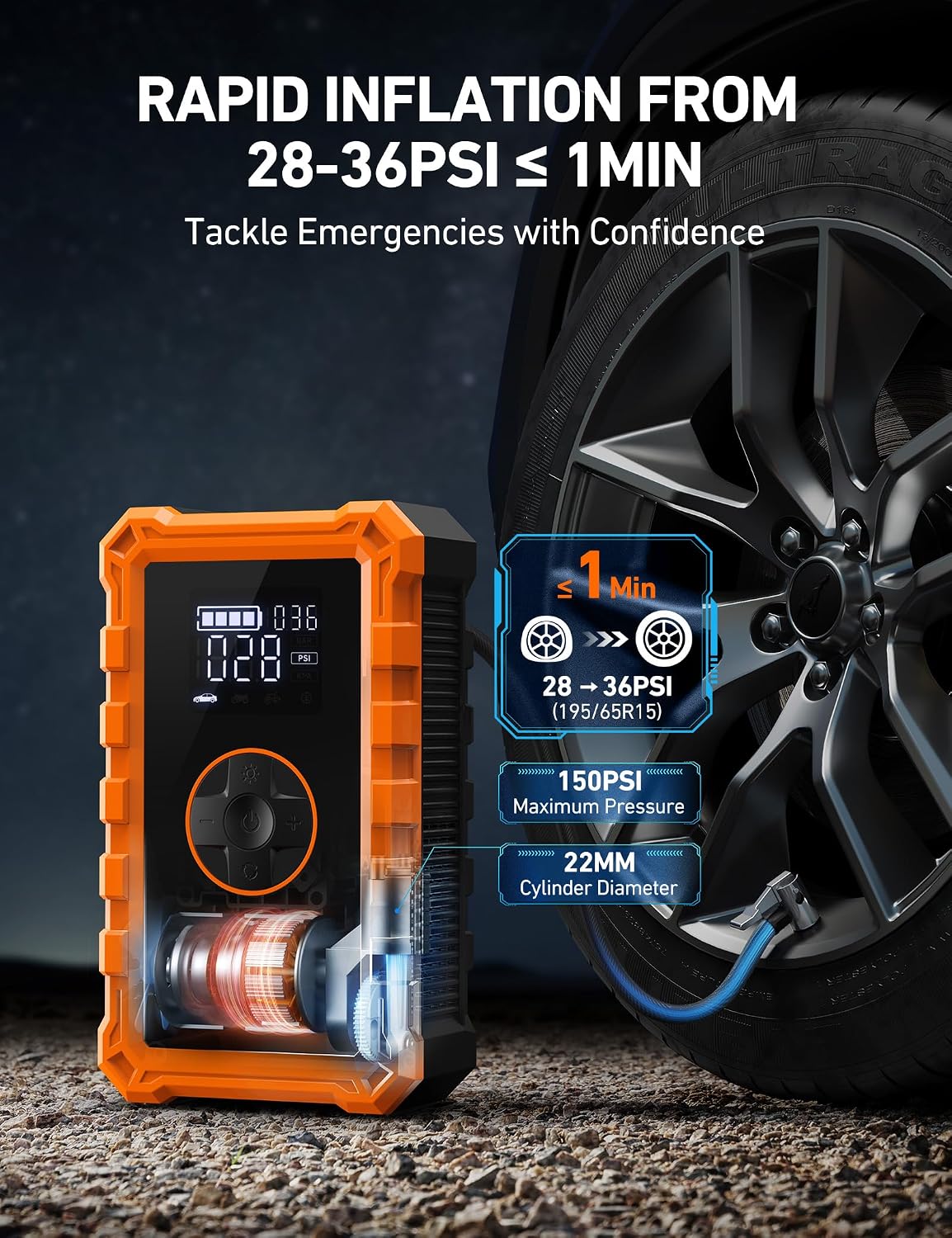 AstroAI S8 Air 3000A Jump Starter with Air Compressor, 12V Jump Box