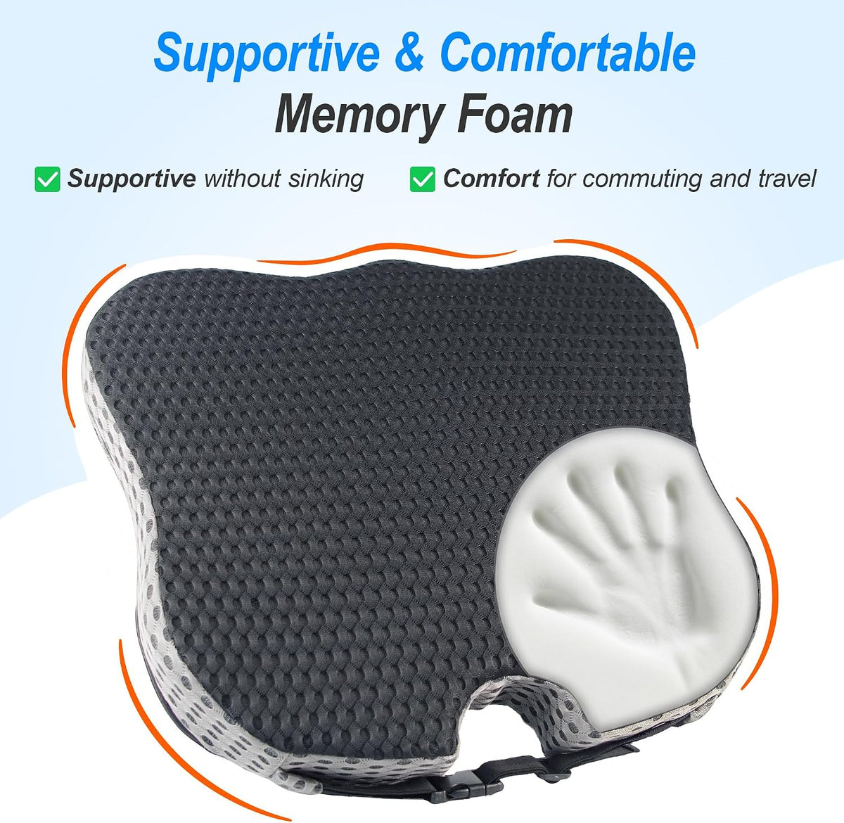 Car Seat Cushion for Driving, Wedge Driver Seat Cushion for Car | Memory Foam Car Seat Cushion for Long Driving, Car Cushion for Height, Non-Slip Base for Driver, Trucks, Office Chairs, Black