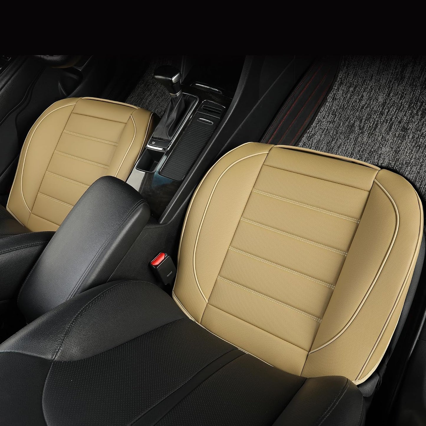 2 Pack Leather Front Car Seat Covers,Bottom Seat Covers for Cars,Driver Car Seat Cover,Luxury Seat Protectors,Waterproof,Full Wrap,for Most Vehicles,Sedan,Truck,SUV(Beige)