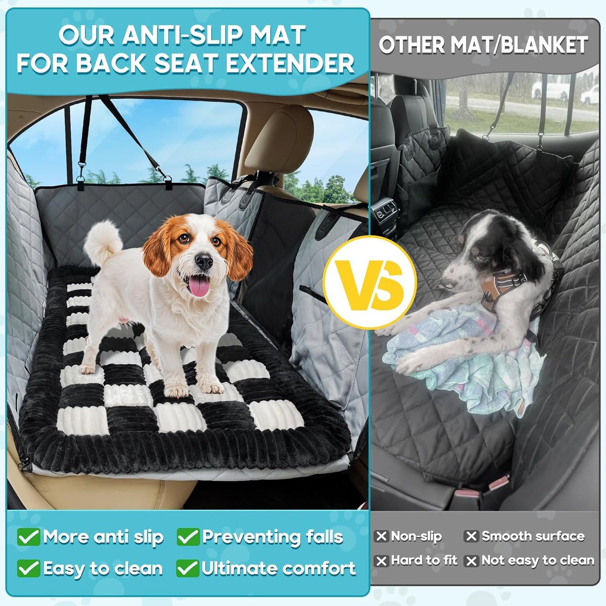 Loiion Dog Car Bed Mat, Non-Slip Backseat Extender Pet Blanket, Plaid Dog Bed for SUVs, Sedans & Trucks, Chew-Resistant Travel Pad for Dogs, Easy Clean & Scratch-Proof & Comfort (50"x24.6")