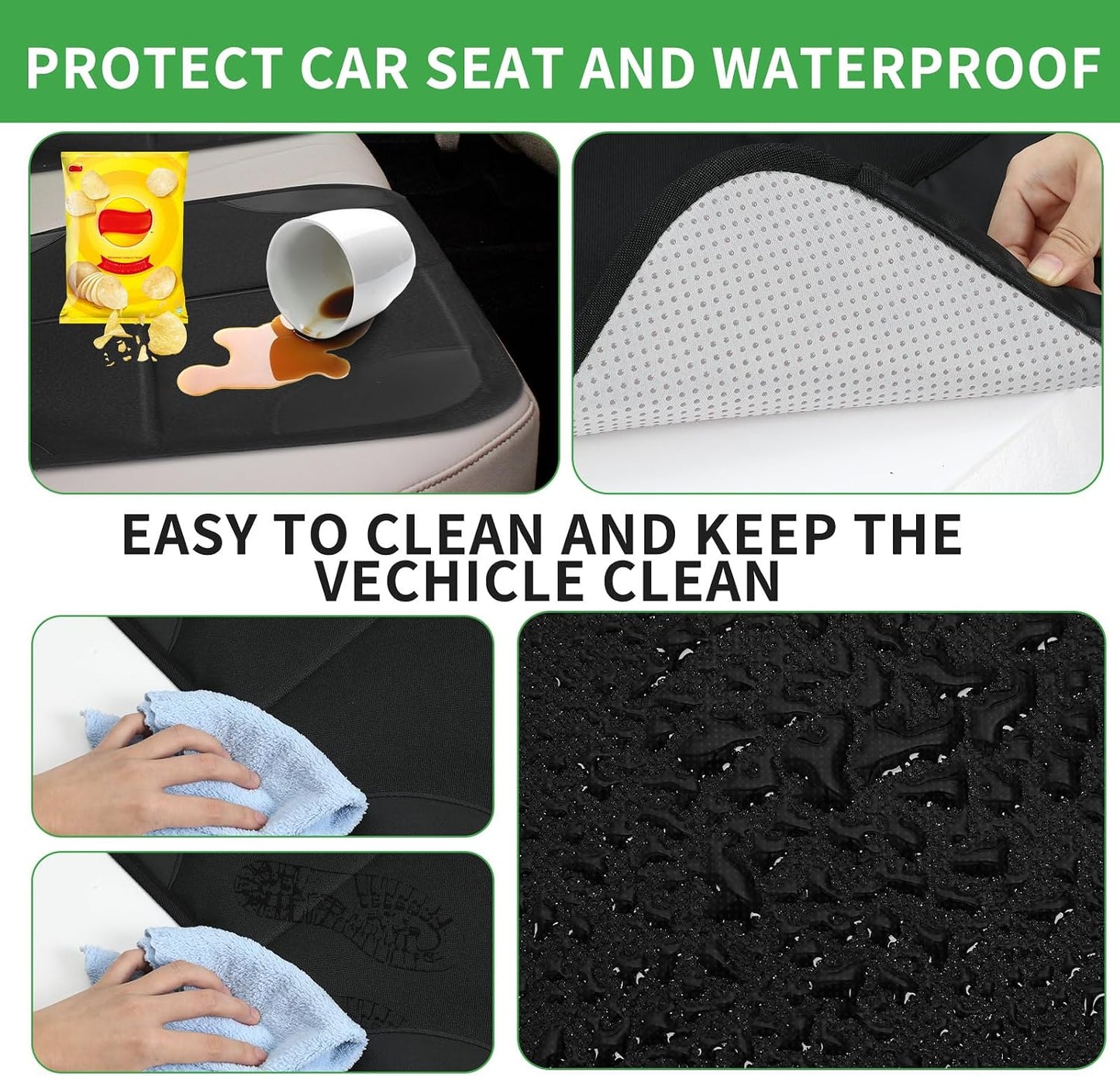 Aurelema 4 Pack Non-slip Car Seat Protector and Backseat Organizer Kick Mat with Tablet Holder, Large Waterproof Car Seat Protector with Storage Pockets for Leather and Fabric