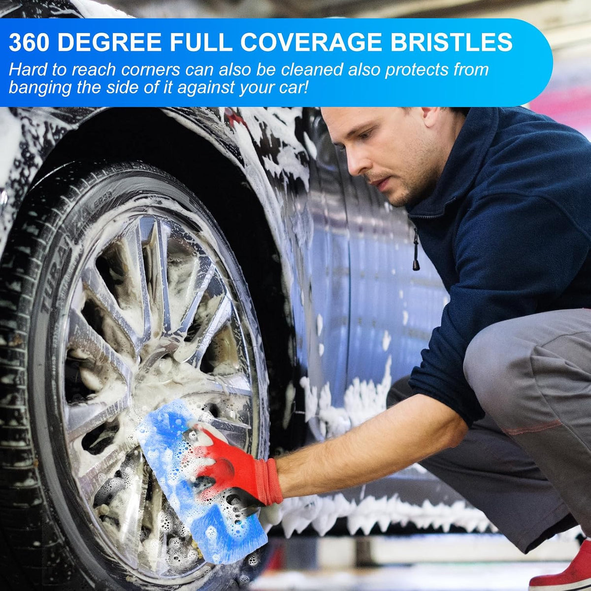 Tanlade 2 Pcs Car Wash Brush Heads Soft Bristle Flow Thru,10 Inch,Blue
