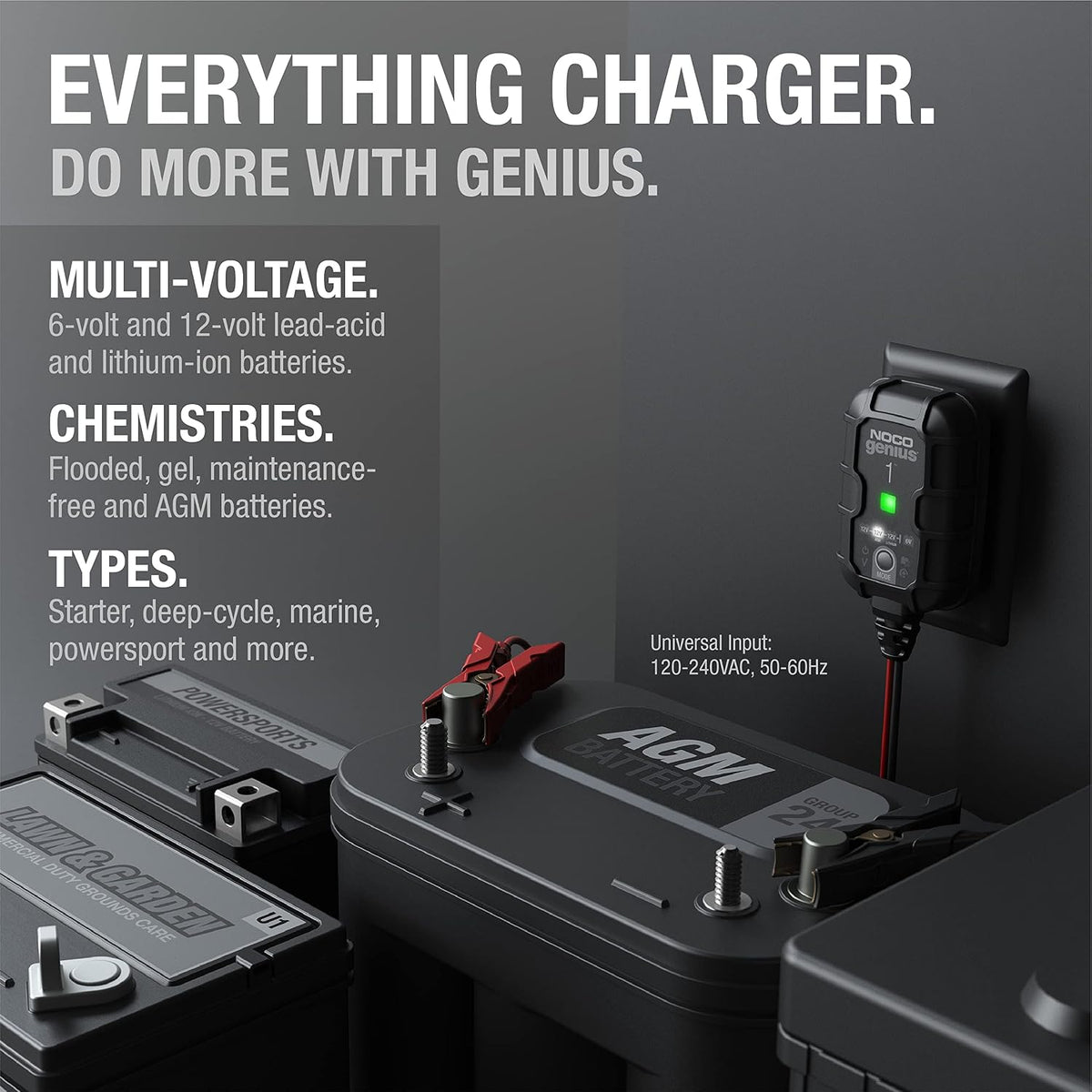 NOCO GENIUS1 1A 6/12V Smart Battery Charger, Trickle Charger & Maintainer