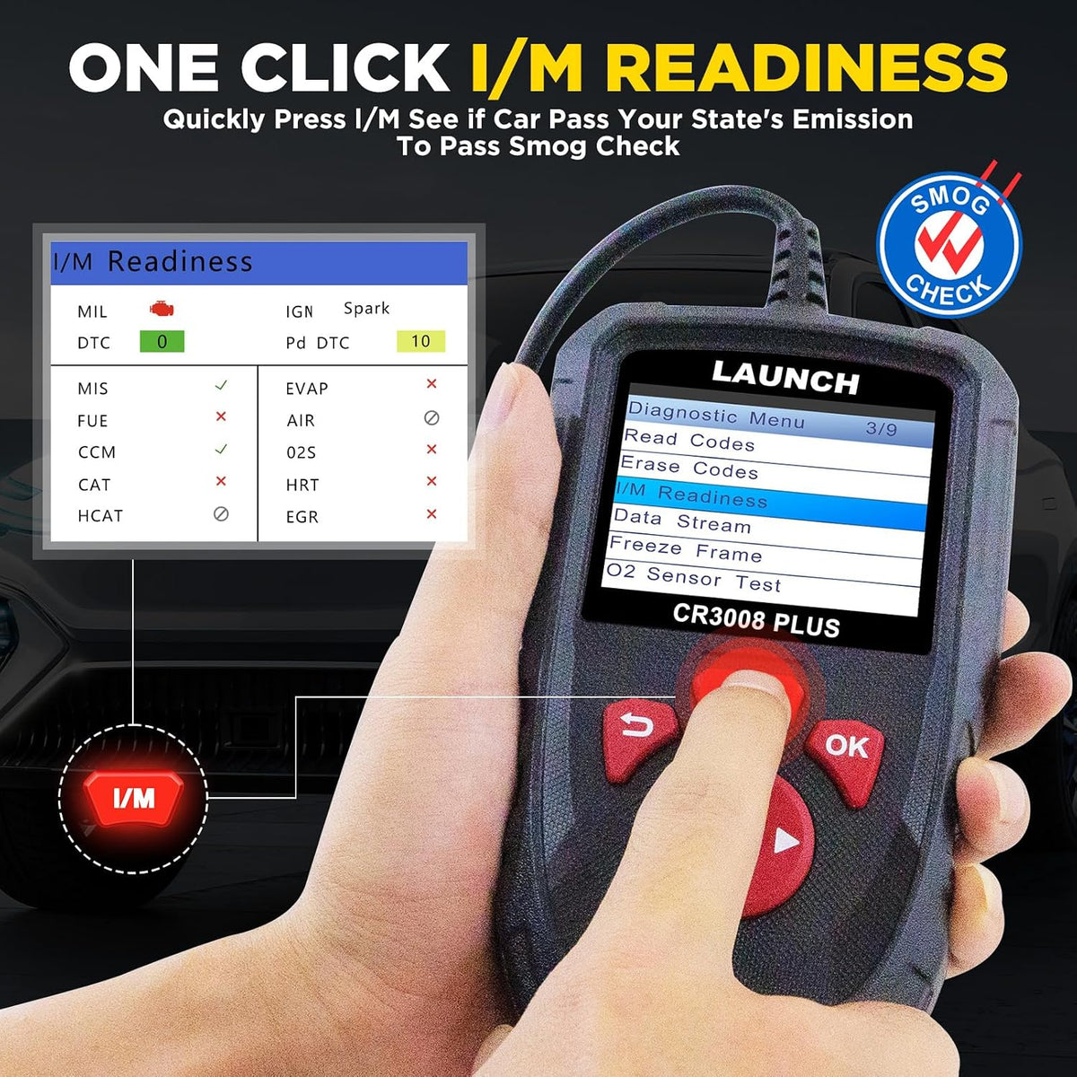 LAUNCH Professional OBD2 Scanner Diagnostic Tool CR3008 Plus,One-Click I/M