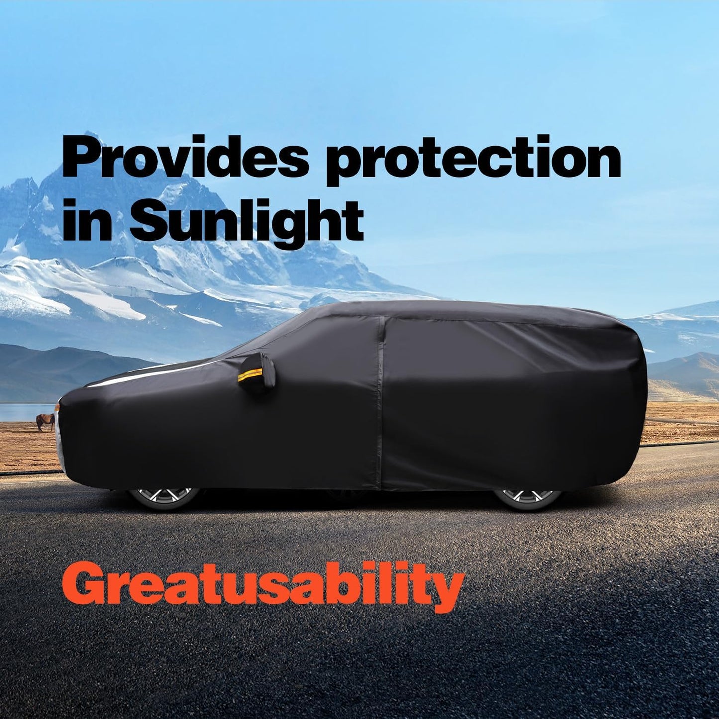 Large SUV Car Cover for Chevrolet Tahoe 100% Waterproof All Weather, Heavy Duty Outdoor Full Exterior Covers Rain Sun Wind UV Protection.