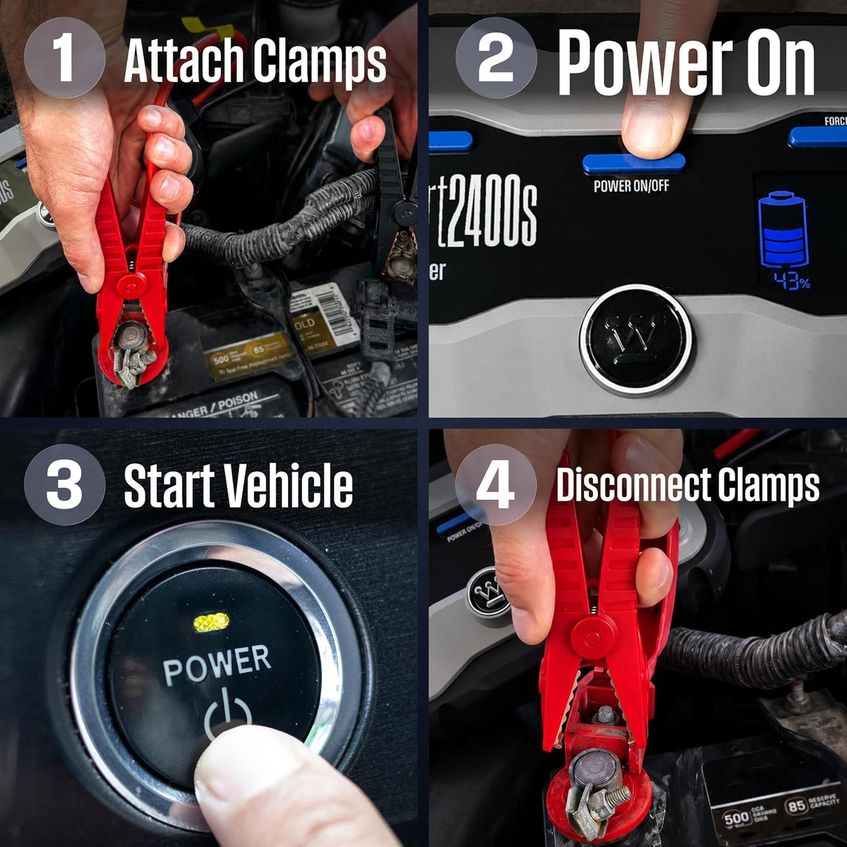 Westinghouse 4000A Portable Jump Starter & USB Power Bank - 12V Car Battery Booster Pack Jump Box for Up to 9.0L Gas & 7.0L Diesel Engines, Bright LED Flashlight, IP65 Rated Waterproof Housing