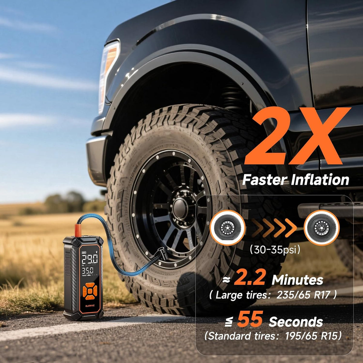 OlarHike Tire Inflator Portable Air Compressor,Dual Power-3*2000mAh &12V DC