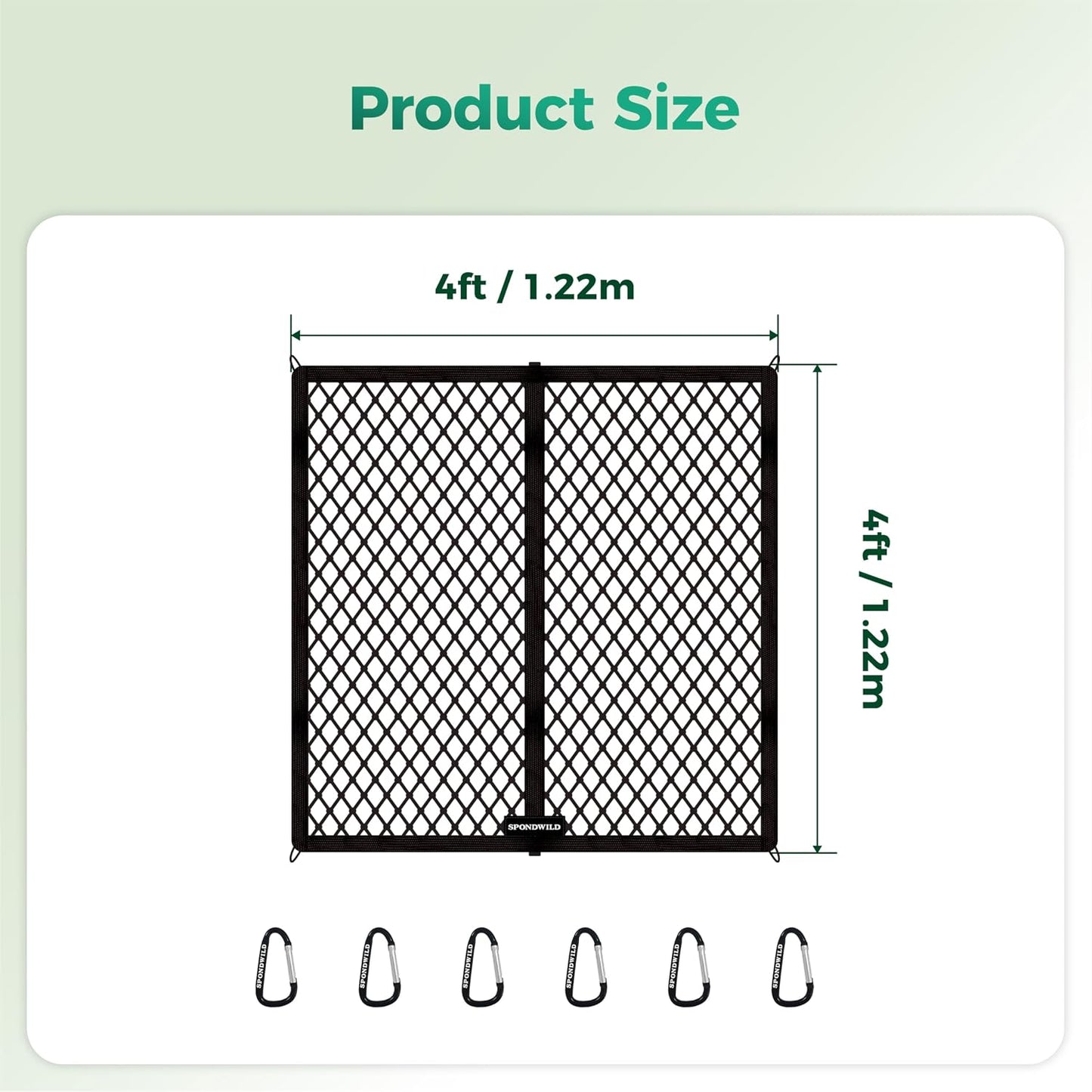 Stretchable Cargo Net (4'x4' Stretches to 8'x8') - Adjustable Elastic Trunk & Truck Bed Storage Organizer with Hook for SUVs, Cars and Trucks, Ideal for Securing Daily Light Loads