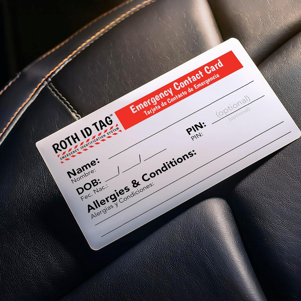 Emergency Contact Identification System for Car Seats, Booster Seats, Baby Gear | Family ROTH ID TAG Kit (6 Tags)