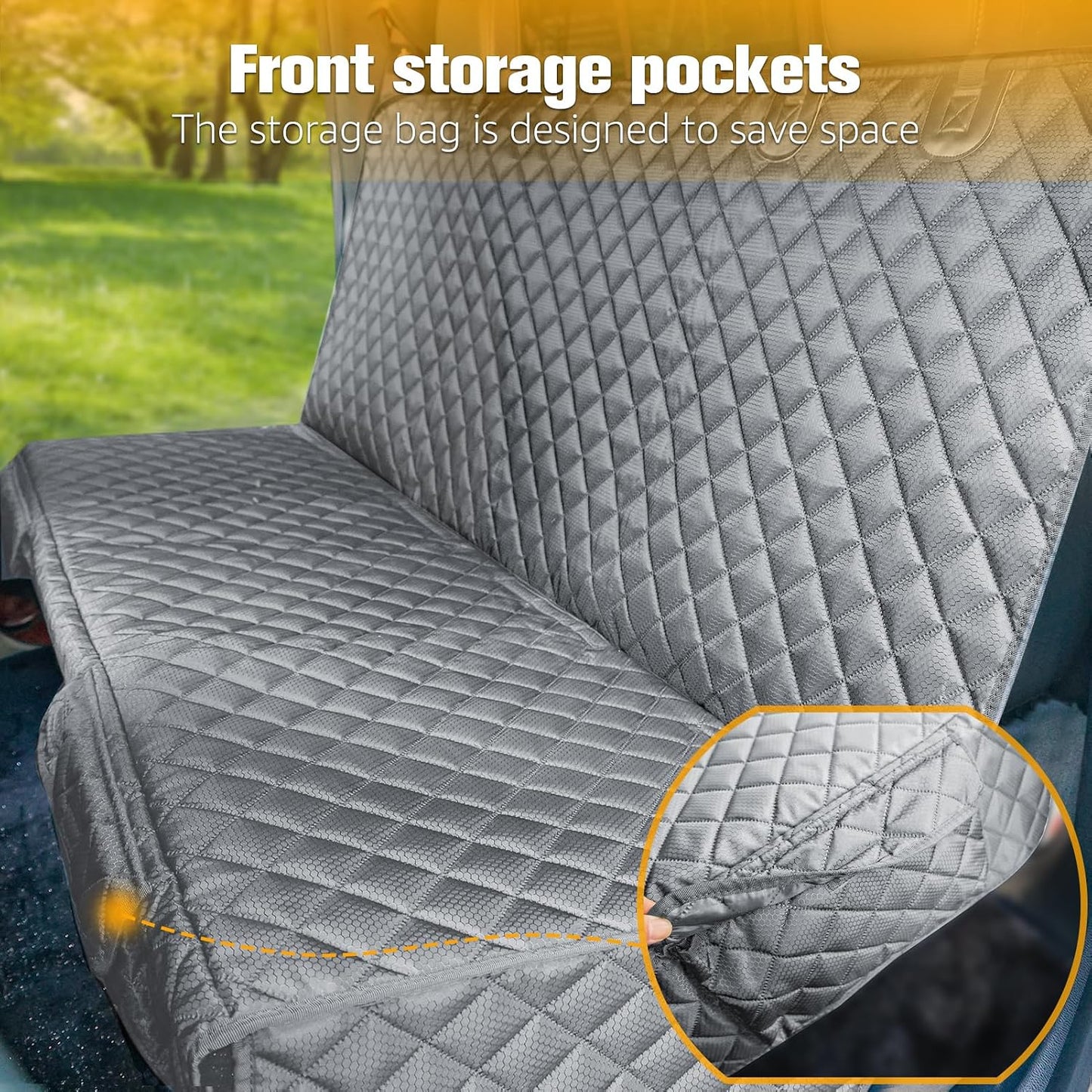 PETICON Dog Car Seat Covers for Truck Ford F150/Chevrolet Silverado 1500/Ram 1500/GMC Sierra 1500, Waterproof Pet Back Seat Cover for Trucks, Scratchproof Nonslip Durable Rear Seat Cover for Dogs
