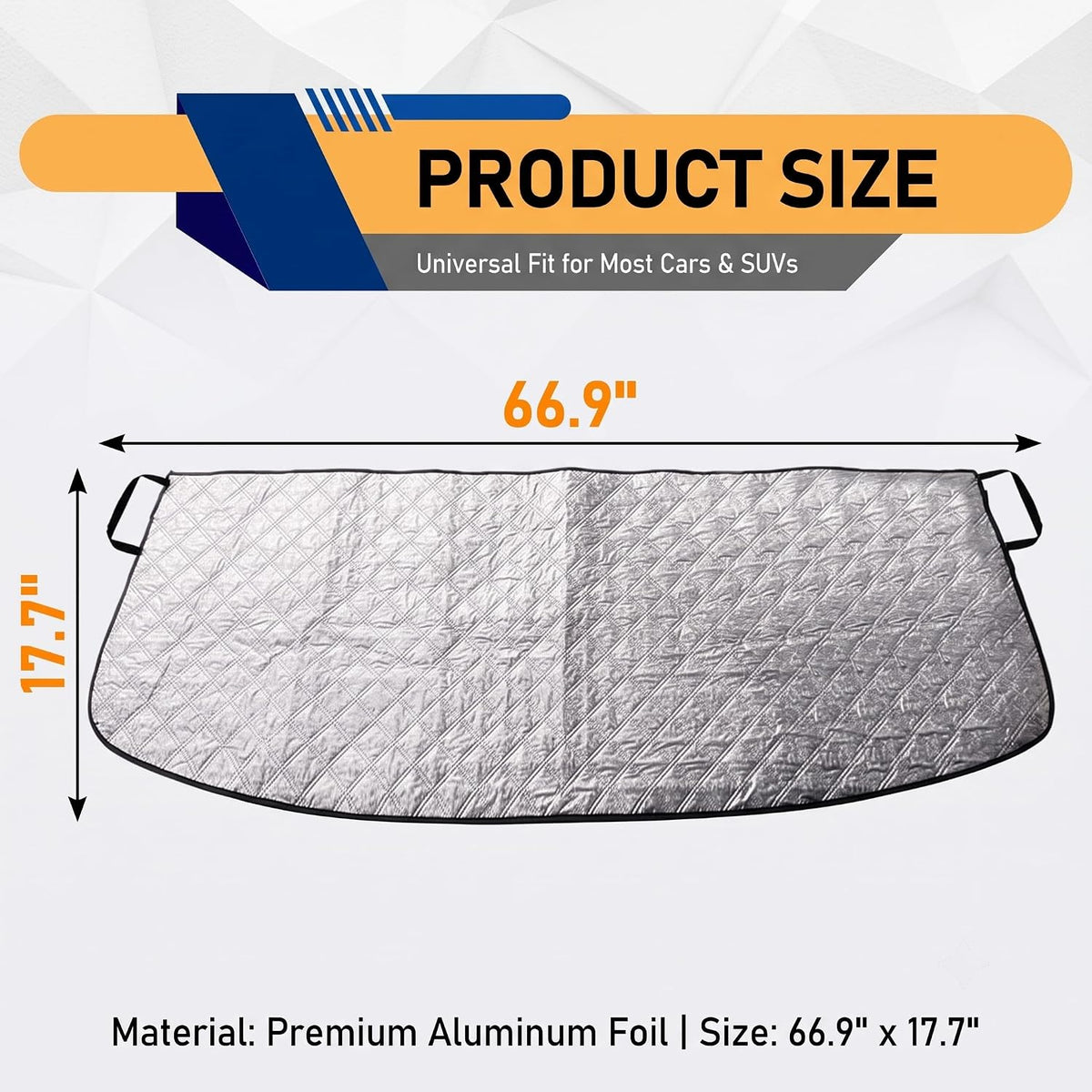 Car Windshield Rain Trough Cover, Sun & Snow & Leaves Protection Shield for All Season, Foldable Adsorption-type & Windproof Fixed Strap Shade, for Most Cars Trucks Vans SUVs (Silver)