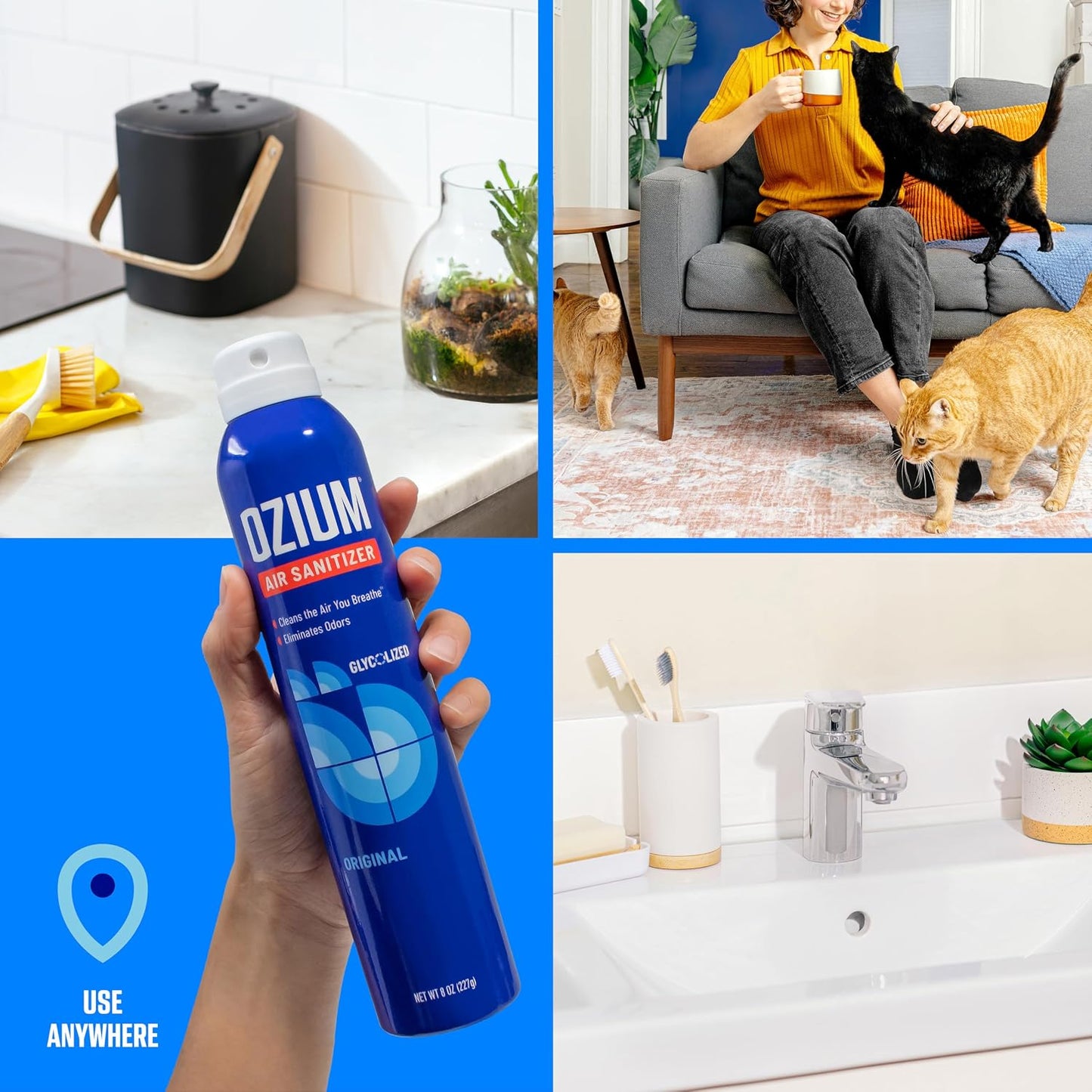 Ozium 3.5 Oz. Air Sanitizer & Odor Eliminator for Homes, Cars, Offices and More, Original Scent,(Pack of 2), clear