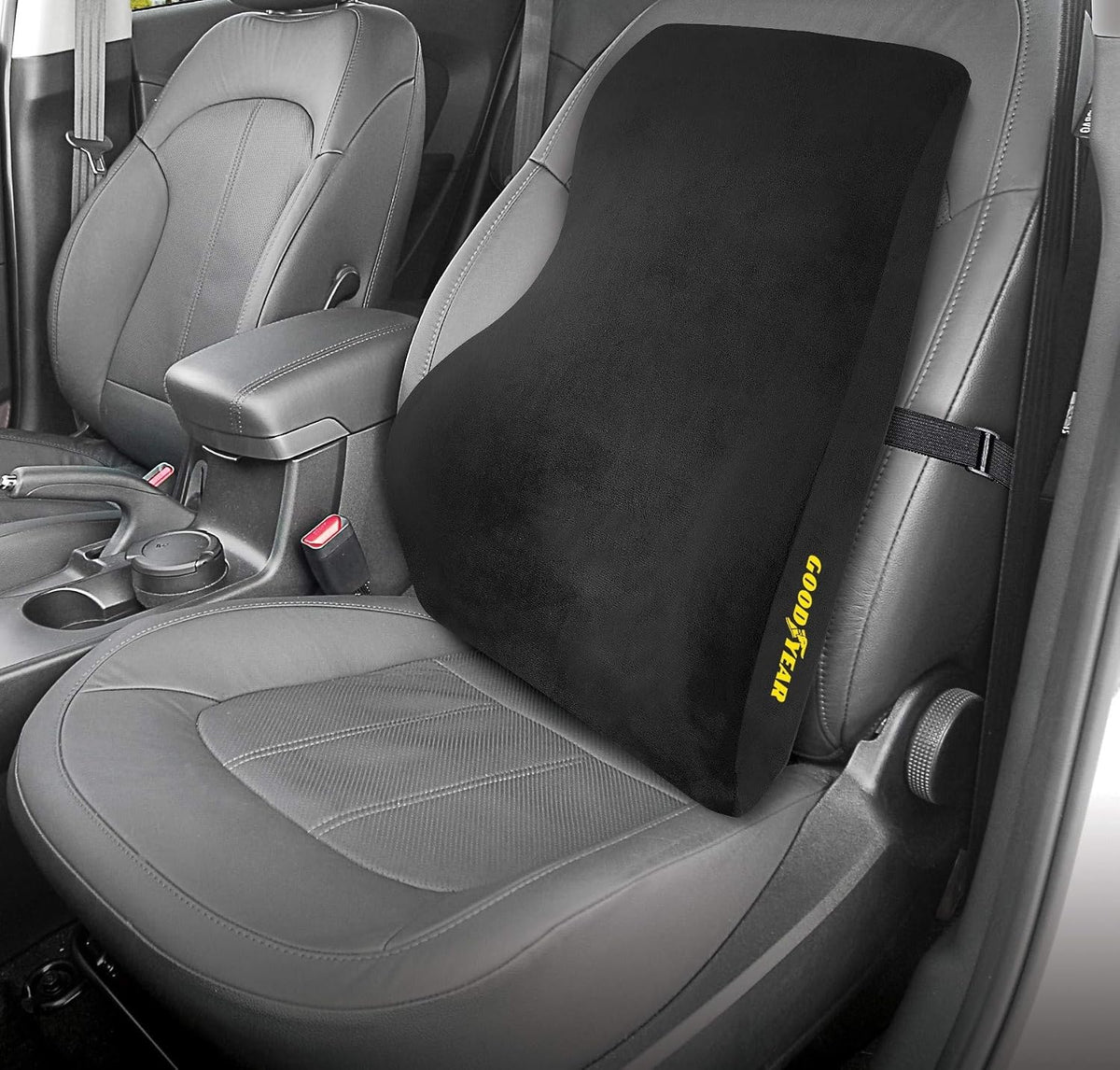 Goodyear GY1015 - Full Size Back Support Pillow for Office Chair or Car / SUV - Helps Relieve Pain - 100% Pure Memory Foam - Improves Posture - Fits Most Seats - Premium Soft Plush