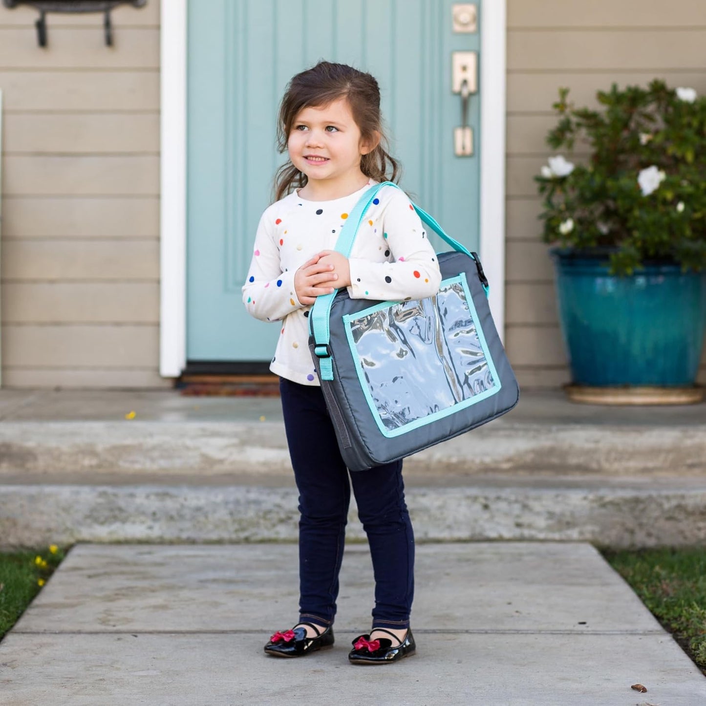 J.L. Childress 3-IN-1 Kids Travel Tray & Tablet Holder - Car Seat Lap Tray Desk for Toddlers, Road Trip Essentials, Car Seat Activity Table, Travel Accessories - Grey/Teal