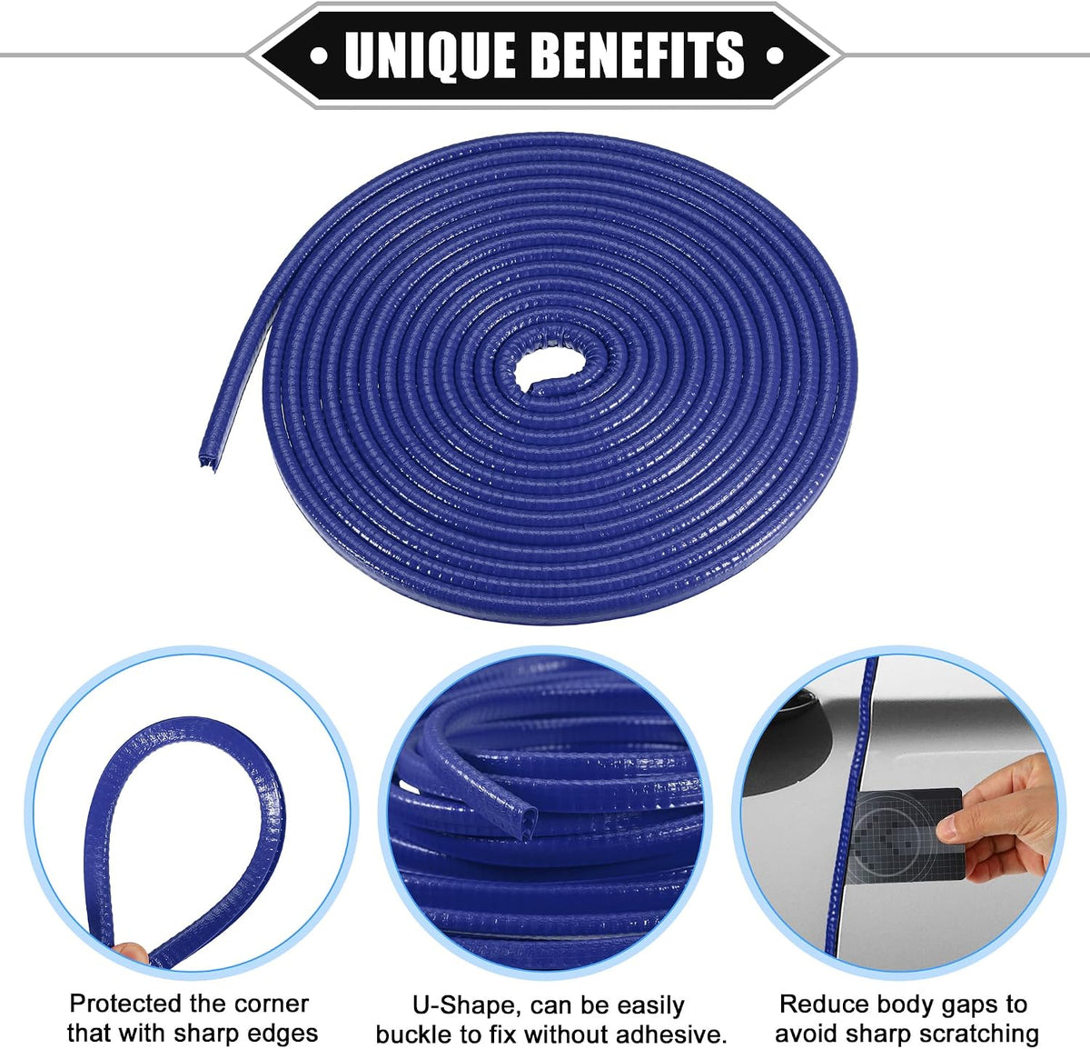 16.4ft U Shape Rubber Edge Trim Seal Strip for Car Truck Blue