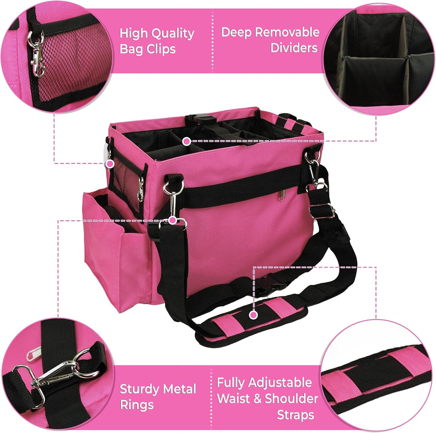 Car Trunk Organizer - Large Capacity Storage Bag with Adjustable Straps | Collapsible Auto Organizer for SUV Sedan Backseat | Durable Easy Clean Pink