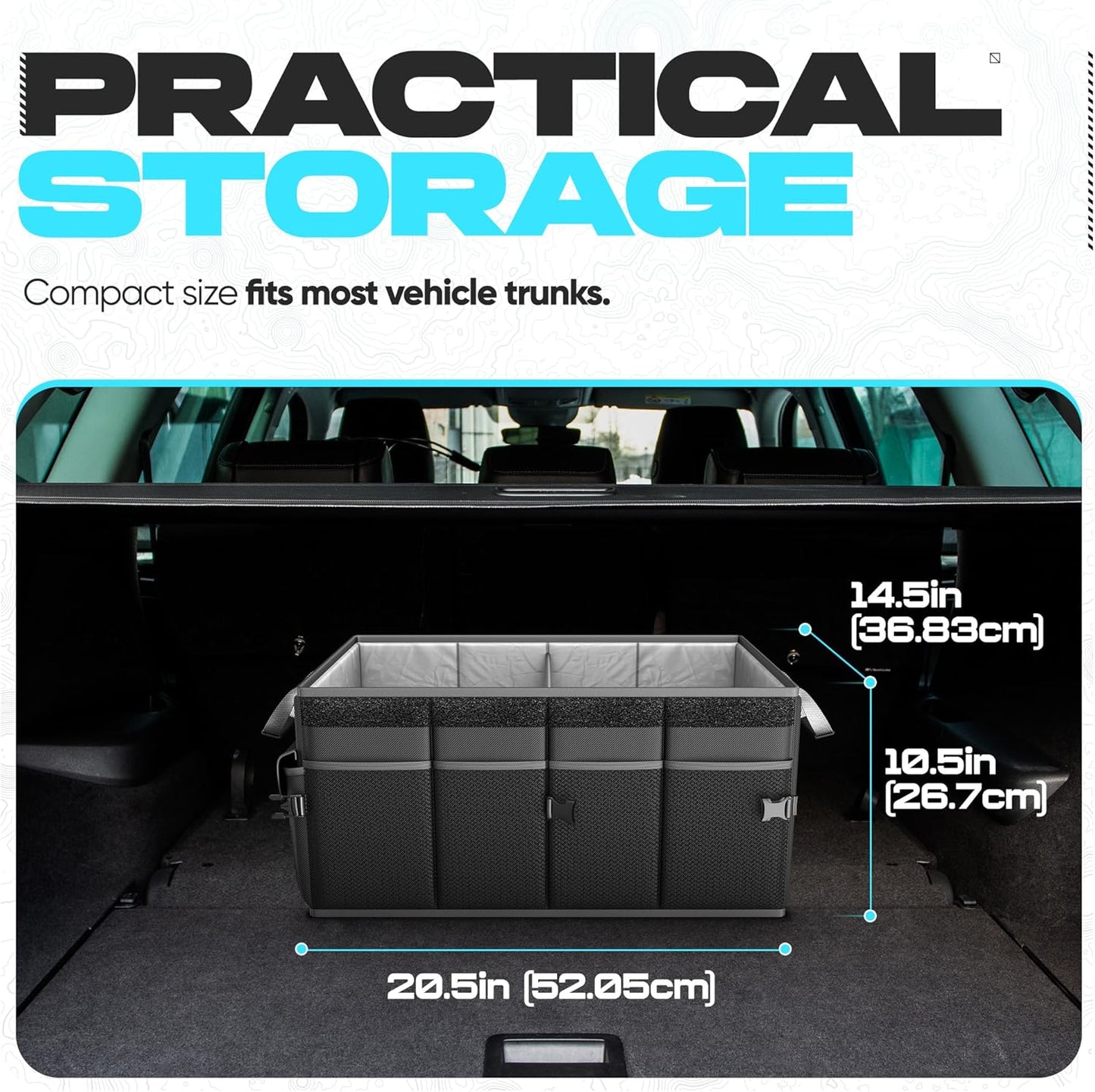 FORTEM Trunk Organizer For SUV Car Trunk Organizer, Foldable Storage, Car Accessories for Women Men, Collapsible Bag, 600D Oxford, Non Slip Bottom, Straps, Soft Cover (50L)