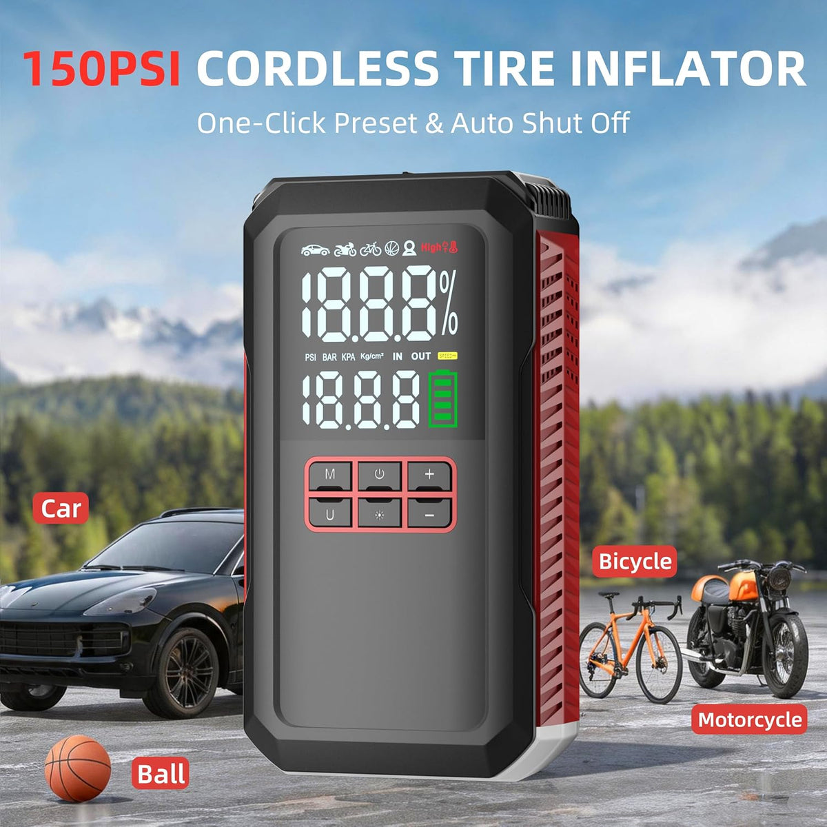 5000A Car Battery Jump Starter with Air Compressor 160PSI, Battery Jumper Starter Portable 7.0L Gas/6.0L Diesel, Jumper Cables, Car Battery Charger with Power Bank & Light, Roadside Emergency Kit