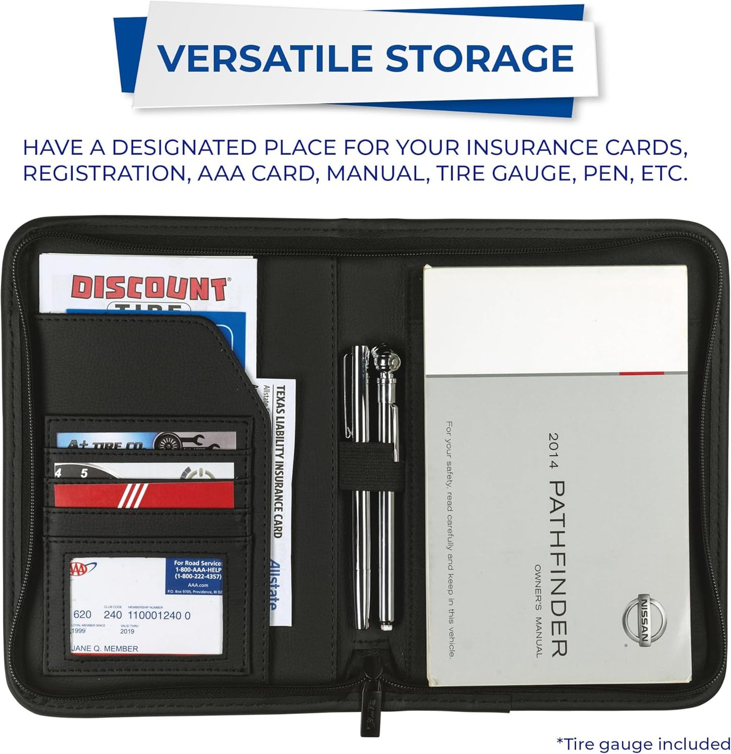 Samsill Car Registration and Insurance Holder, Owner's Manual Glove Box Organizer, 7.25 x 10 inches, Car Document Holder, Black