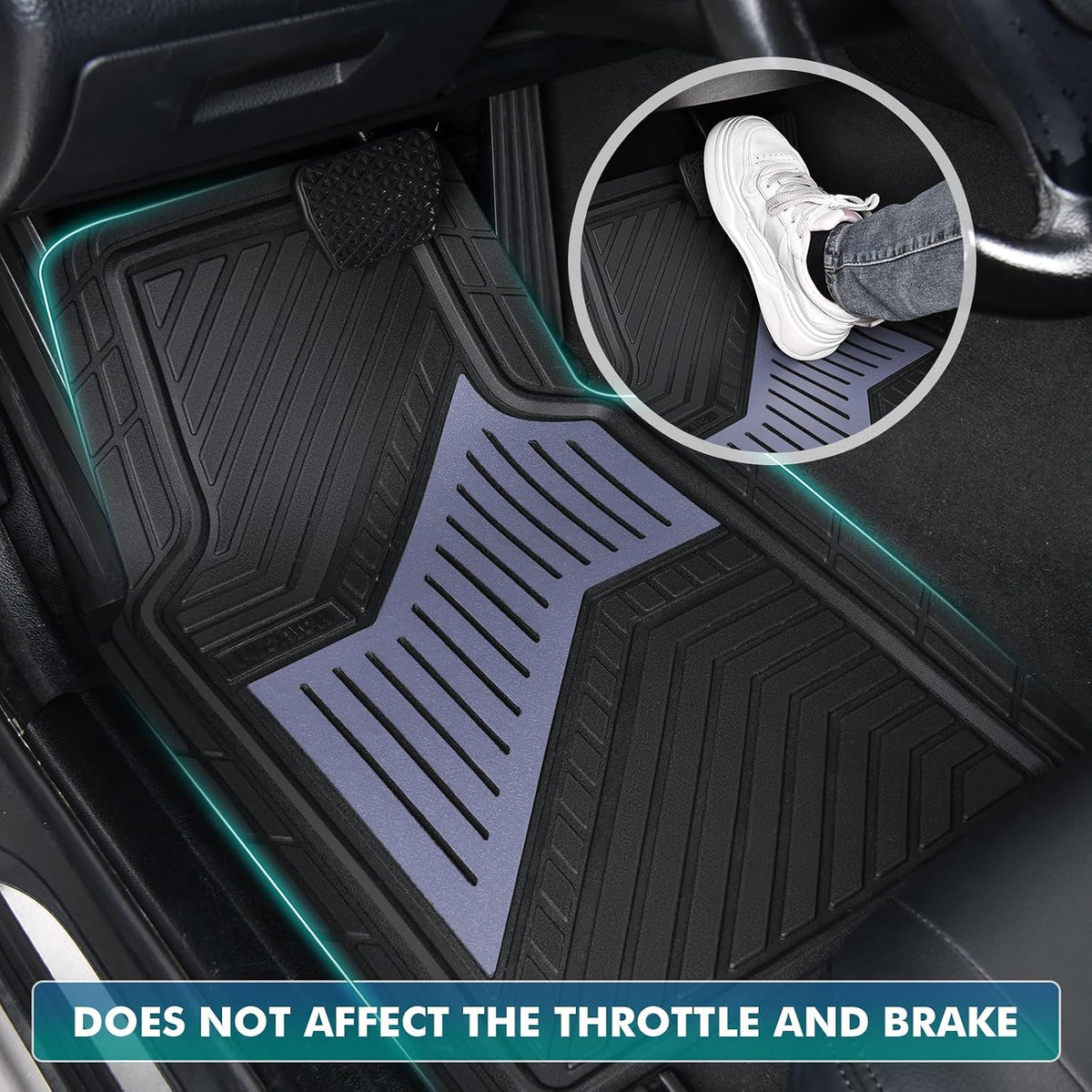 FLORICH Car Floor Mats, Heavy Duty All-Weather Floor Mats for Cars, Deep Dish Car Mats with Anti-Slip Backing, Waterproof Universal Full Set 4PCS, Trim-to Fit Floor Mats for Cars Trucks SUV Vans(Gray)