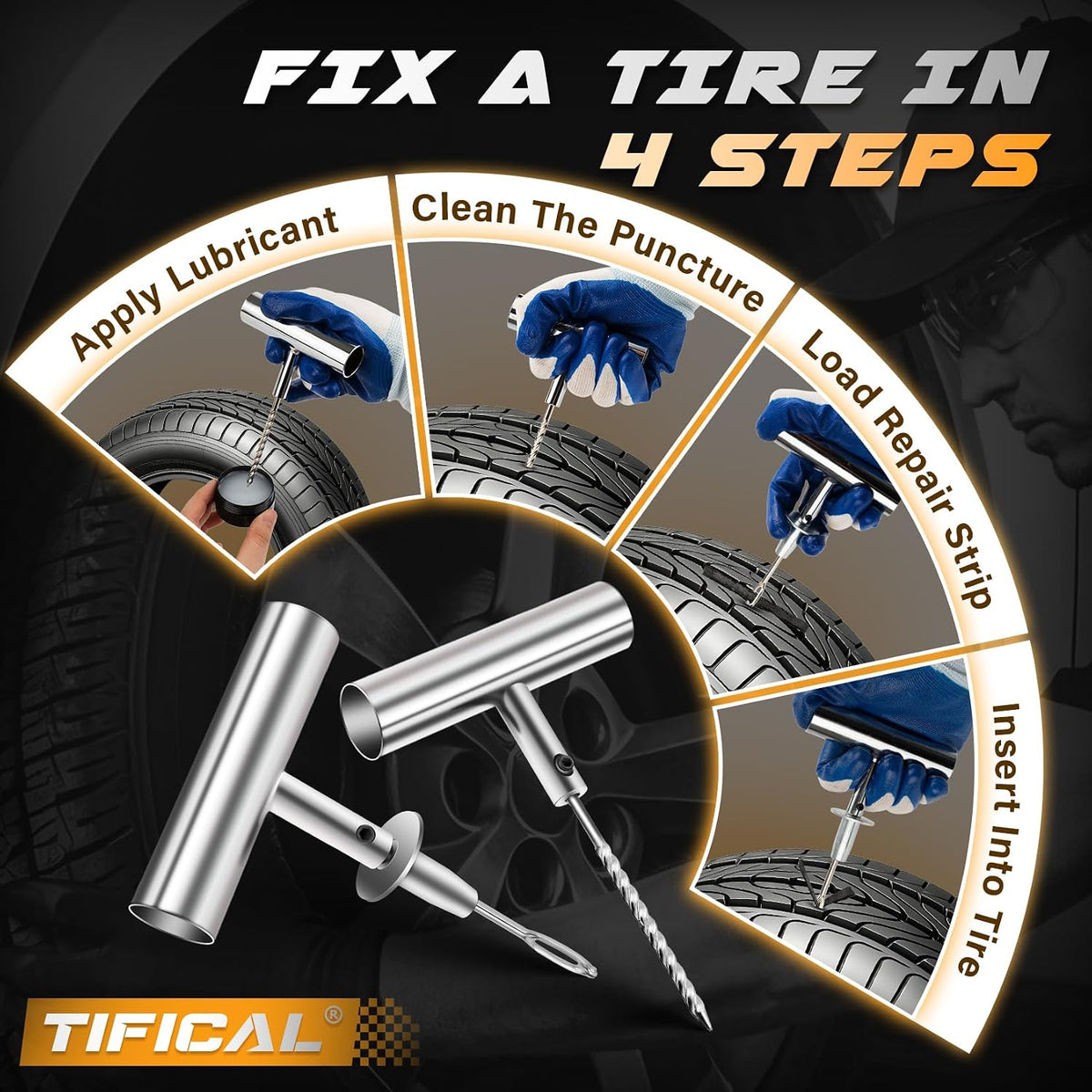 32 PCS Flat Tire Repair Kit, Tubeless Tire Patch Kit for Cars, ATVs
