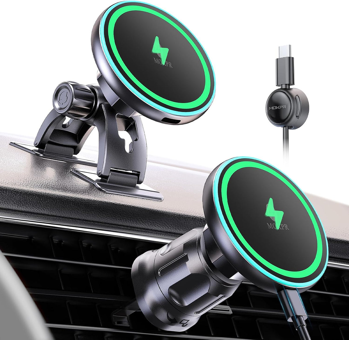 for iPhone Magsafe Car Mount Charger Vent-LED Wireless Car Charger