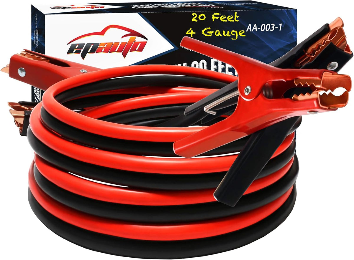 EPAuto 4 Gauge x 20 Ft Heavy Duty Jumper Cables Emergency Boost Kit Car/SUV