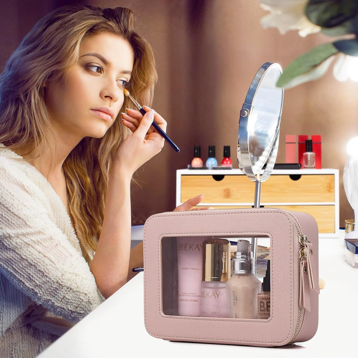 Pinkmik Clear Makeup Bag, (Pink, M)