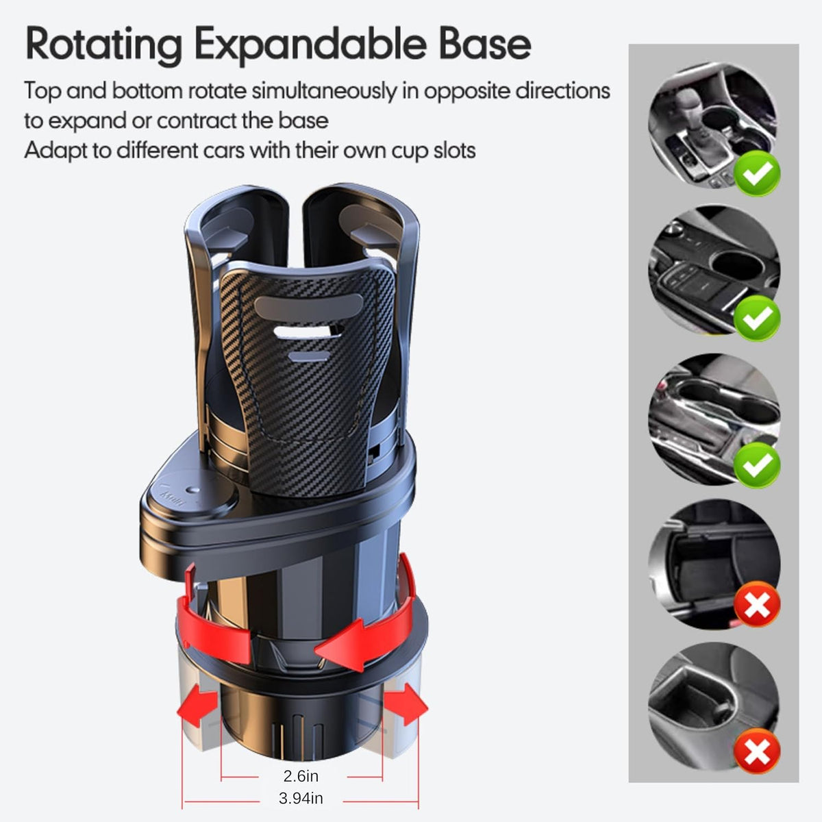 Car Cup Holder Expander Adjustable Base for Mazda CX-50 1 (I) VA 2023-2026, 2 in 1 Dual Layer Cup,Holder Large Capacity Storage 360 Degree,Space-Saving