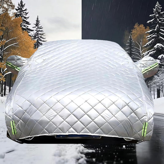 Hail Protector Car Cover Custom Fit for SUV Jeep-Length (181 to 205In),5-Layer Padded Anti-Hail Half Car Covers,Outdoor Waterproof Scratchproof Sun-Resistant(Sliver) fg96t