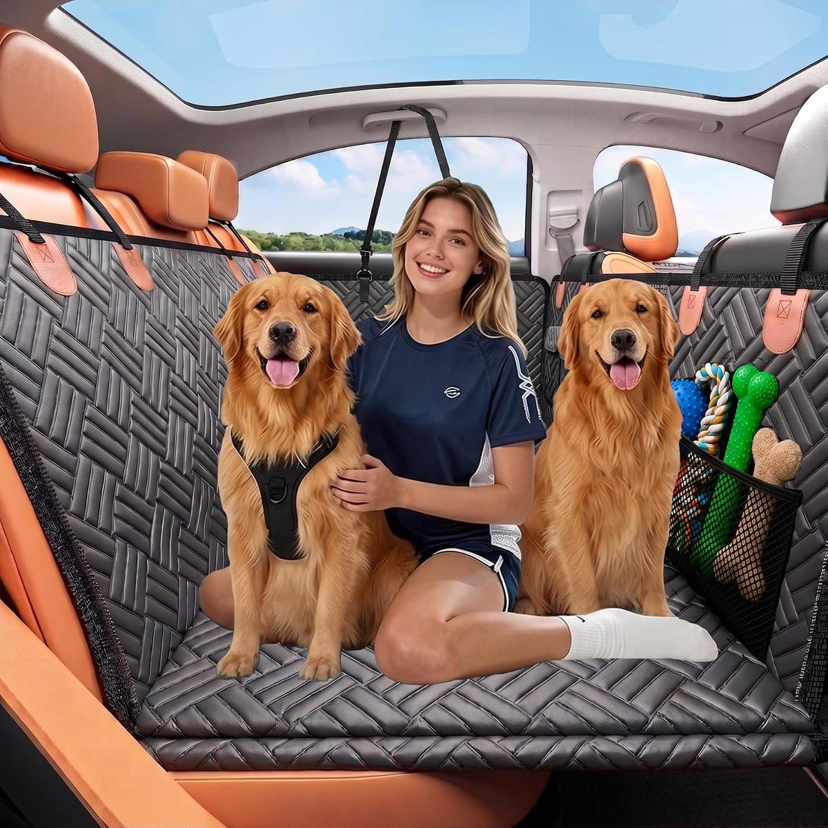 Back Seat Extender for Dogs, Hard Bottom Dog Car Seat Cover