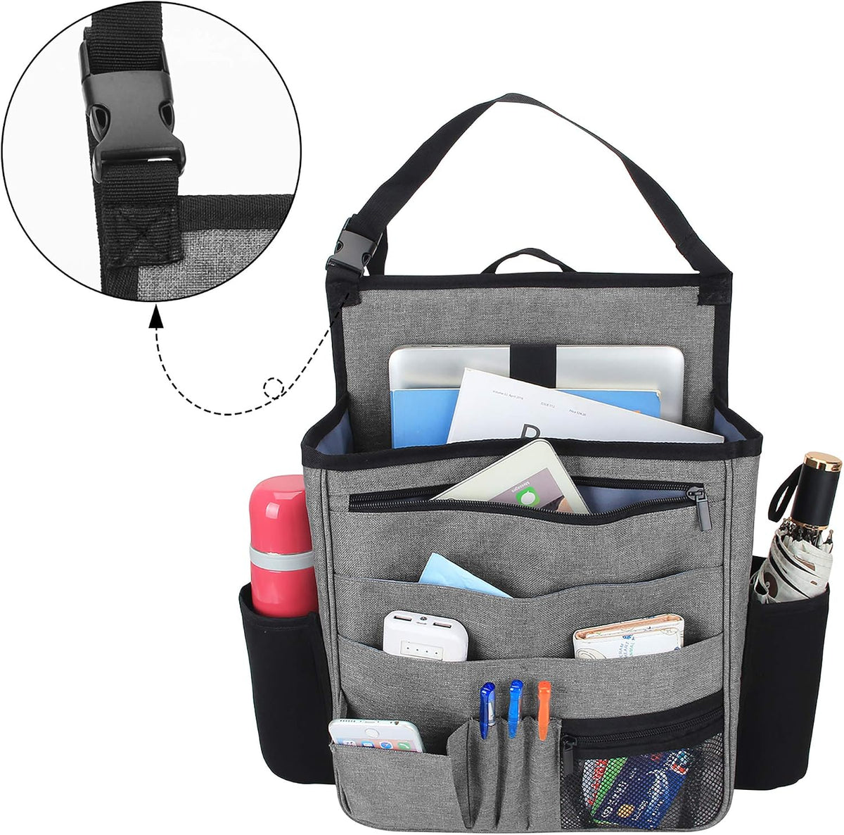 LUXJA Front Car Seat Storage Organizer, Gray