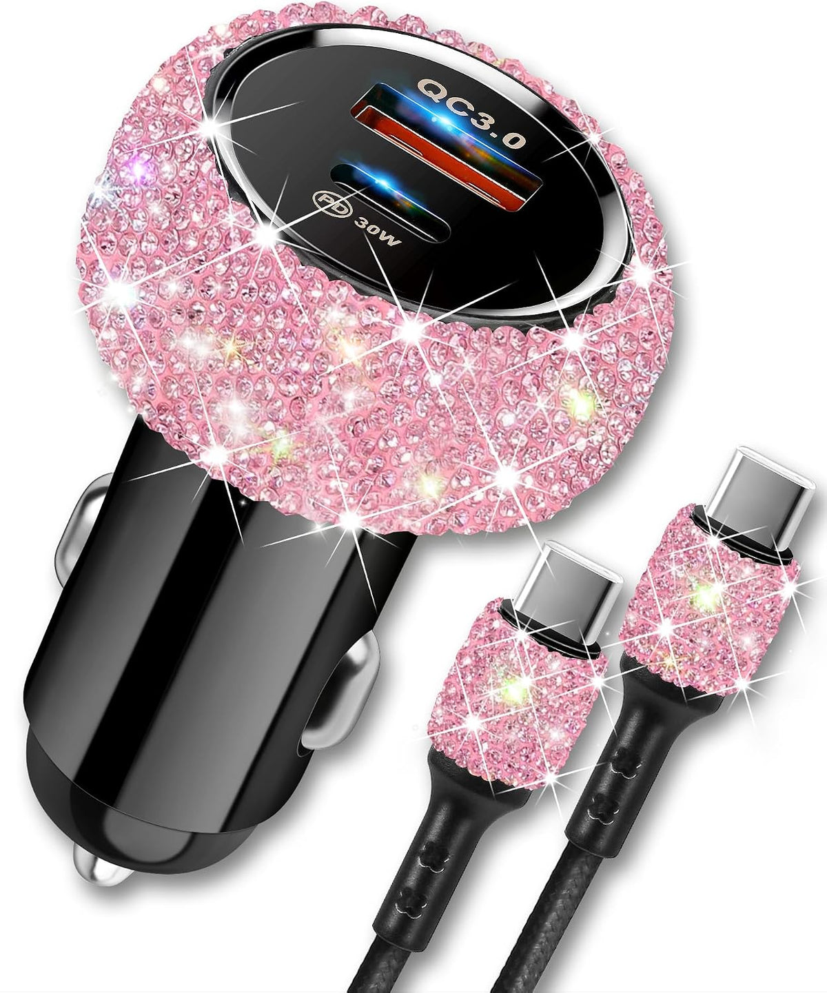 Bling Car Charger,Type C Charger Fast Charging,Cigarette Lighter Adapter