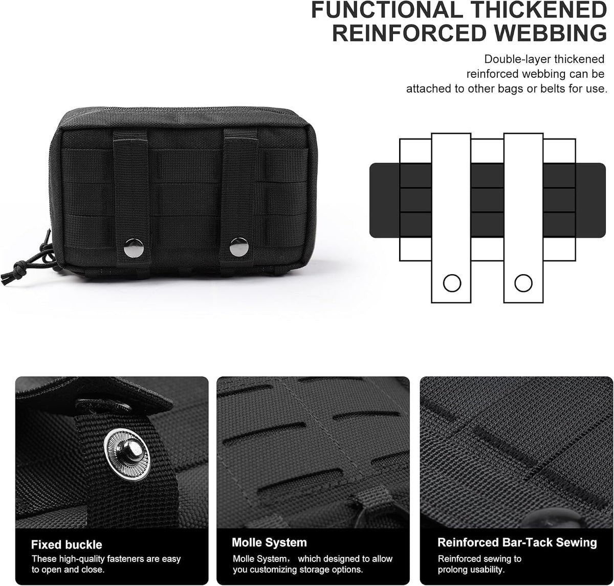 Mardingtop 600D/Cordura Tactical Molle Utility Pouch, Small Military Admin EDC Tool Organizer Bag