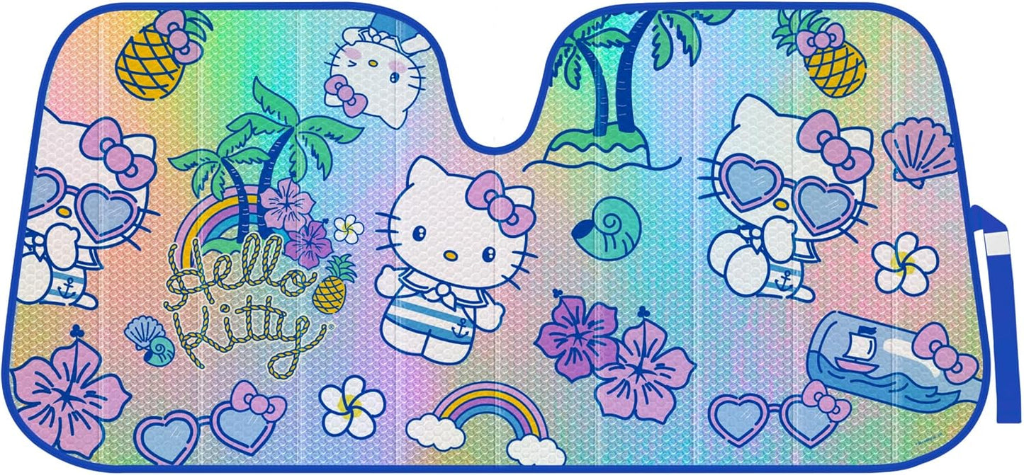 Carbella Hello Kitty Car Windshield Sun Shade, Official Sanrio Sun Shade for Car Window, Cute Sun Shade for Front Windshield, Hello Kitty Accessories for Women ﻿(Red Bow Dreams)