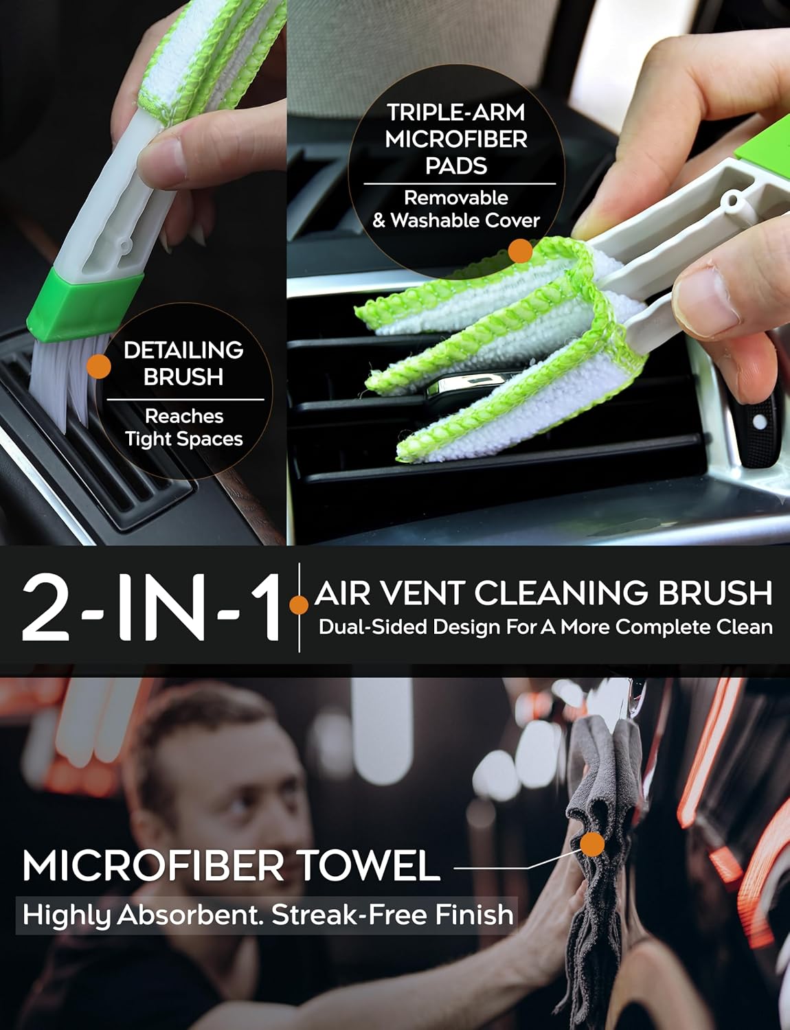TAKAVU Car Duster Kit, Ultra Soft Microfiber, Lint & Scratch Free