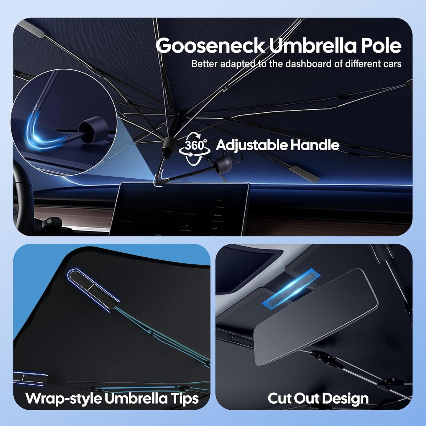 Econour Windshields Sun Shade for Car | Medium Foldable Car Sunshade & Window Tint | UV & Heat Protection Front Window Sun Shield, Keeps Interior Cool, Fits Sedans SUVs & Trucks (57” x 33”)