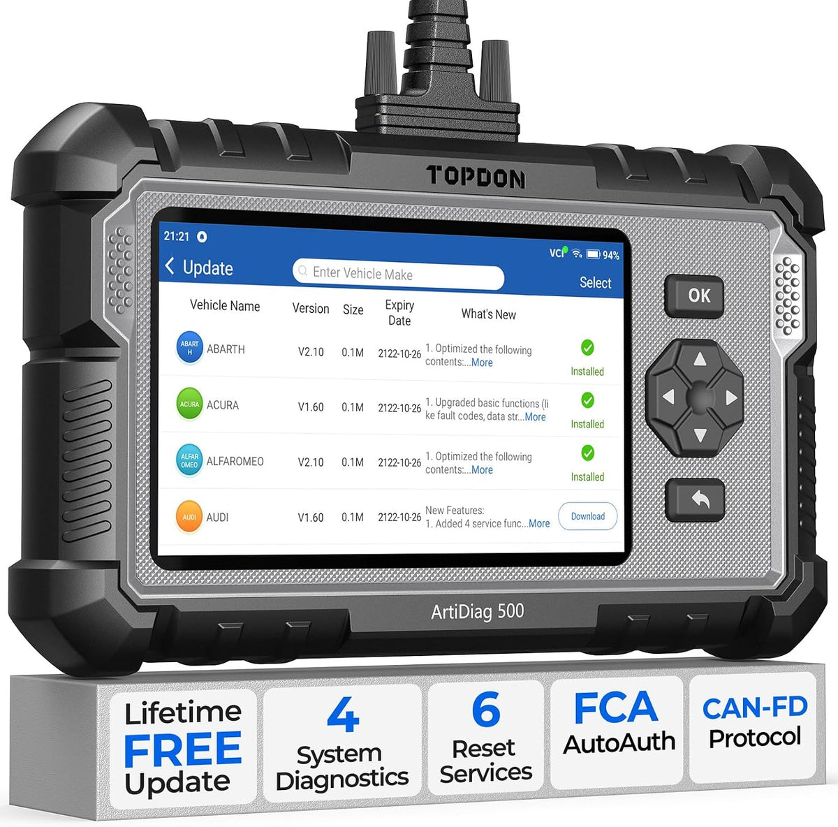 TOPDON AD500 Car Diagnostic Scanner, Engine ABS SRS Transmission Scan Tool