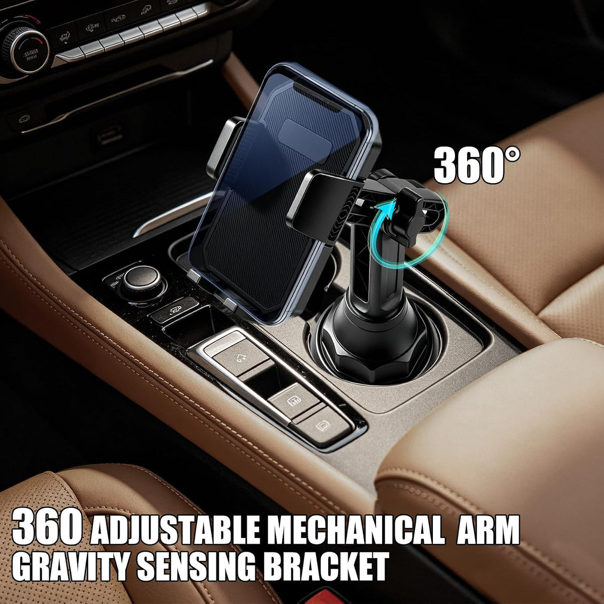 Cup Phone Holders for Your Car,Car Cup Phone Holder, Rotatable & Adjustable Long Neck Car Cup Holder Phone Mount, Auto Interior Smartphone Expander Mount Accessories for Most Vehicles