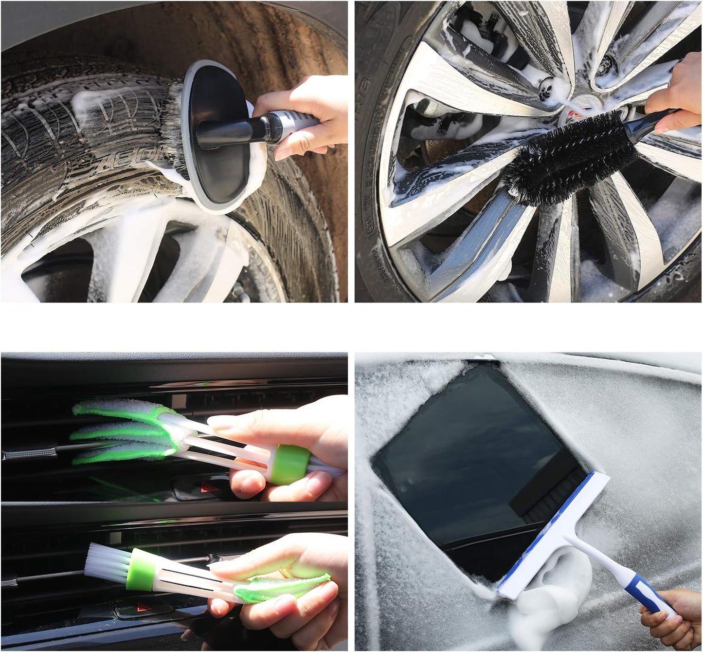 22Pcs Car Wash Cleaning Tools Kit Car Detailing Set with Black Canvas Bag Collapsible Bucket Wash Mitt Sponge Towels Tire Brush Window Scraper Duster Complete Interior Car Care Kit
