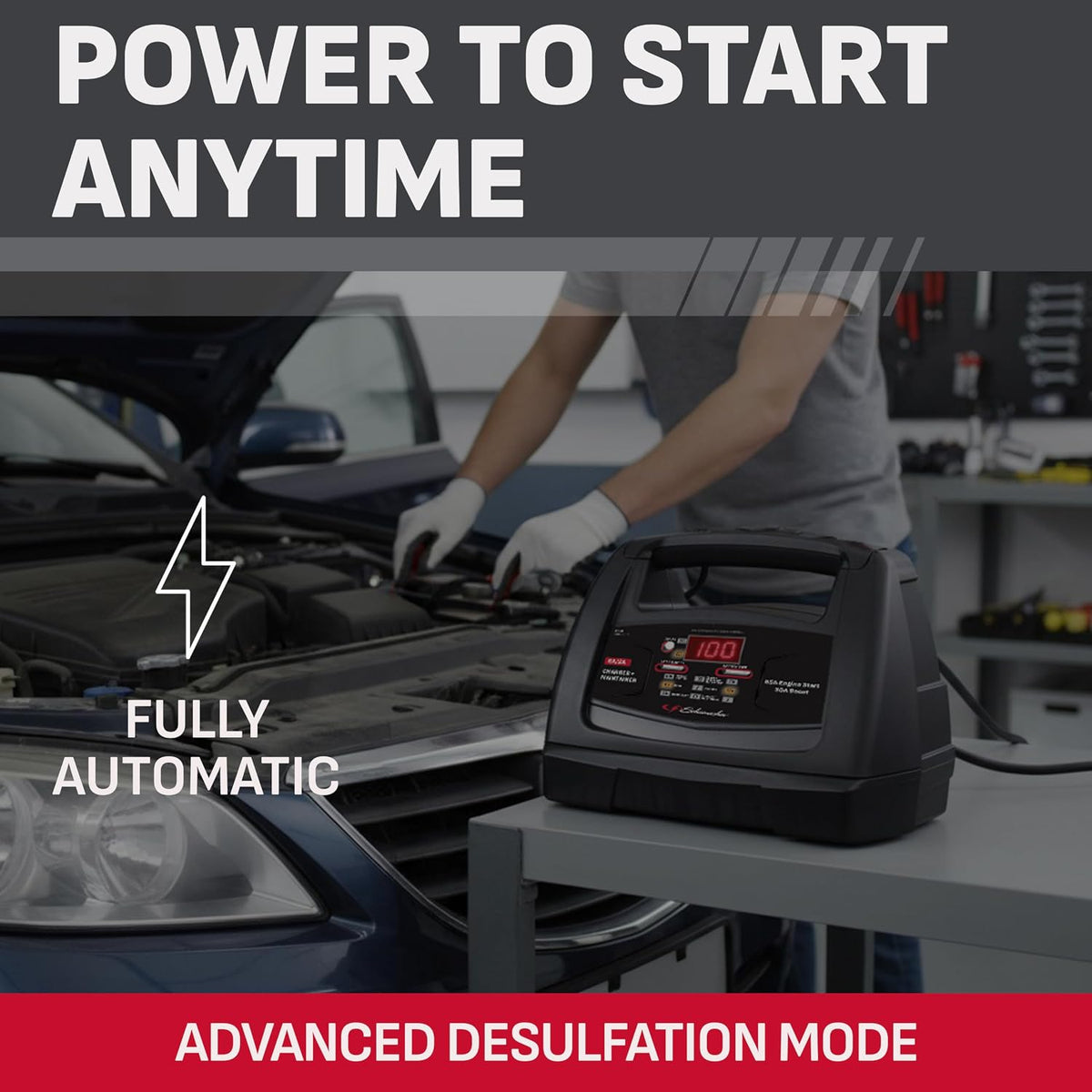 Schumacher Electric 6A Car Battery Charger and 85A Engine Starter, 6-in-1 Solution, Maintainer, 30A Boost, for 6V/12V Power Sport, Automotive, and Marine Batteries, SC1307A